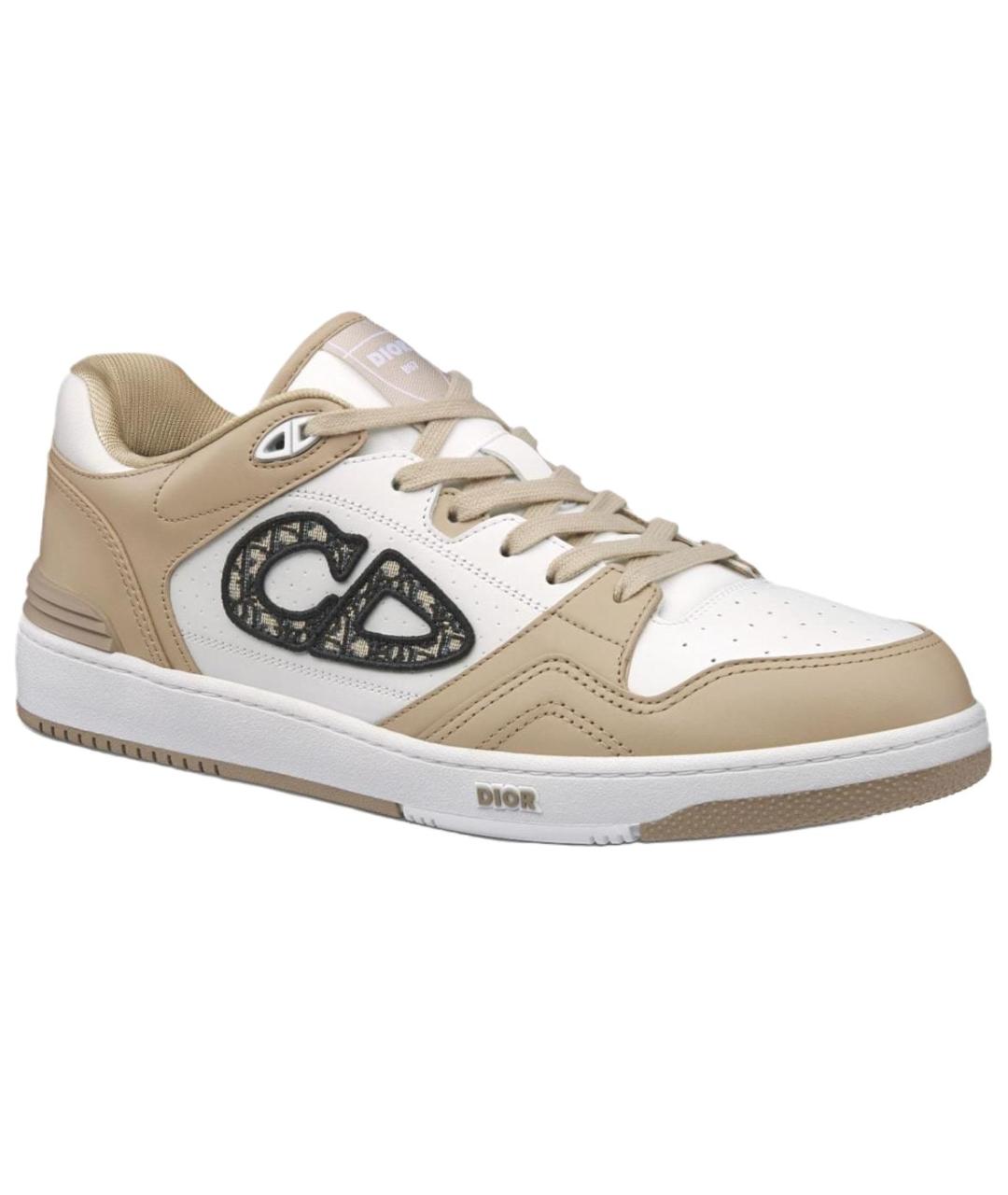 CHRISTIAN DIOR Бежевые кожаные низкие кроссовки / кеды, фото 3