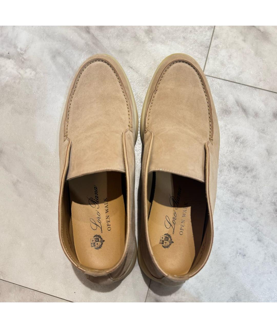 LORO PIANA Бежевые кожаные лоферы, фото 4