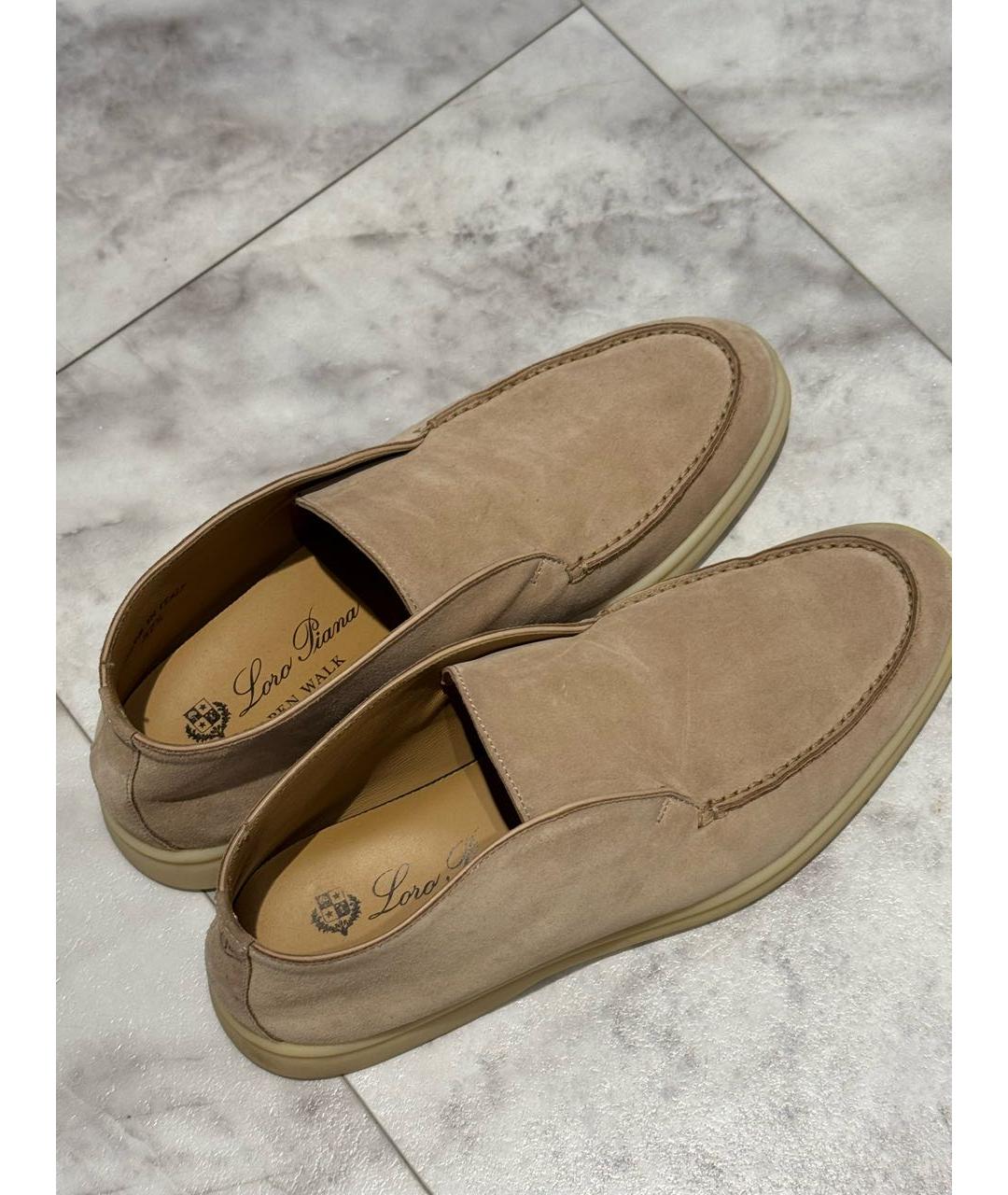 LORO PIANA Бежевые кожаные лоферы, фото 2