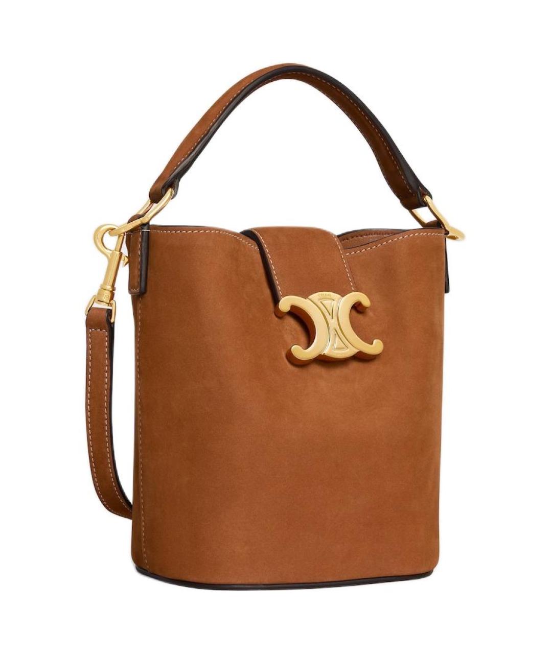 CELINE Коричневая кожаная сумка через плечо, фото 2