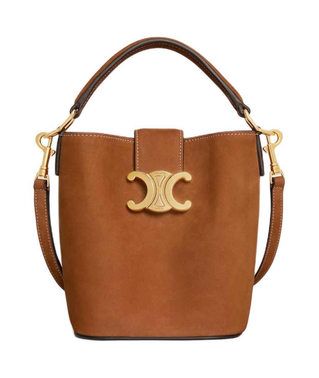 CELINE Коричневая кожаная сумка через плечо, фото 1