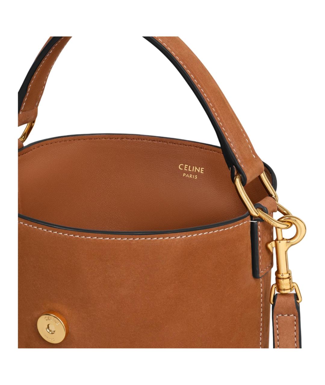 CELINE Коричневая кожаная сумка через плечо, фото 5