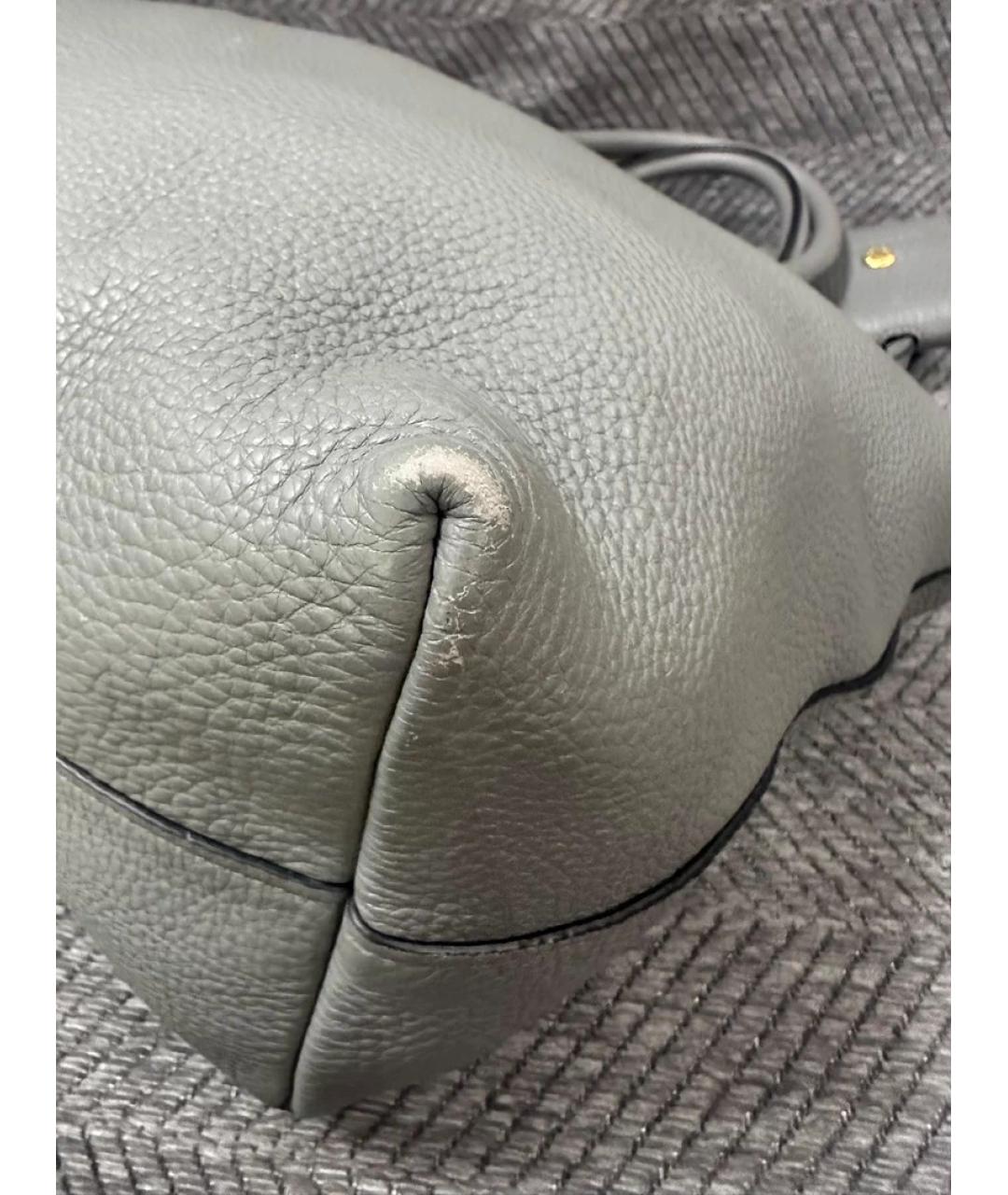 PRADA Серая кожаная сумка с короткими ручками, фото 3