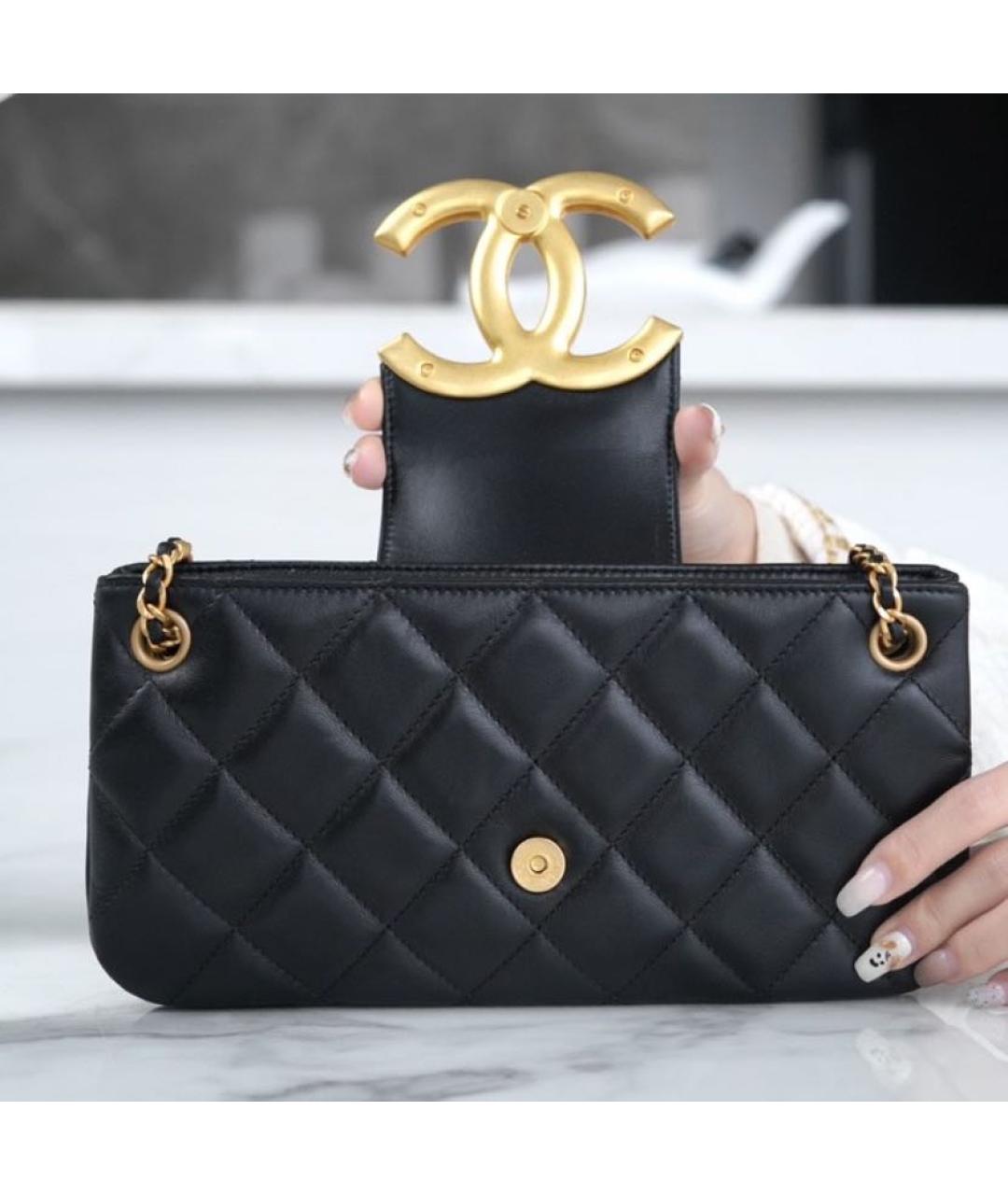 CHANEL Черная кожаная сумка через плечо, фото 6