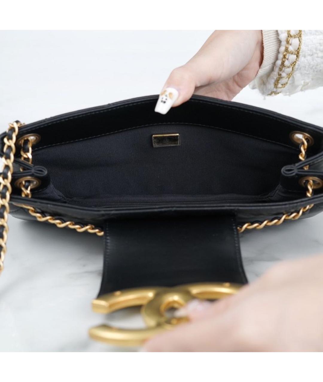 CHANEL Черная кожаная сумка через плечо, фото 7