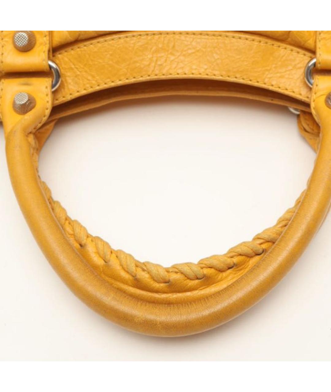 BALENCIAGA Желтая кожаная сумка через плечо, фото 5