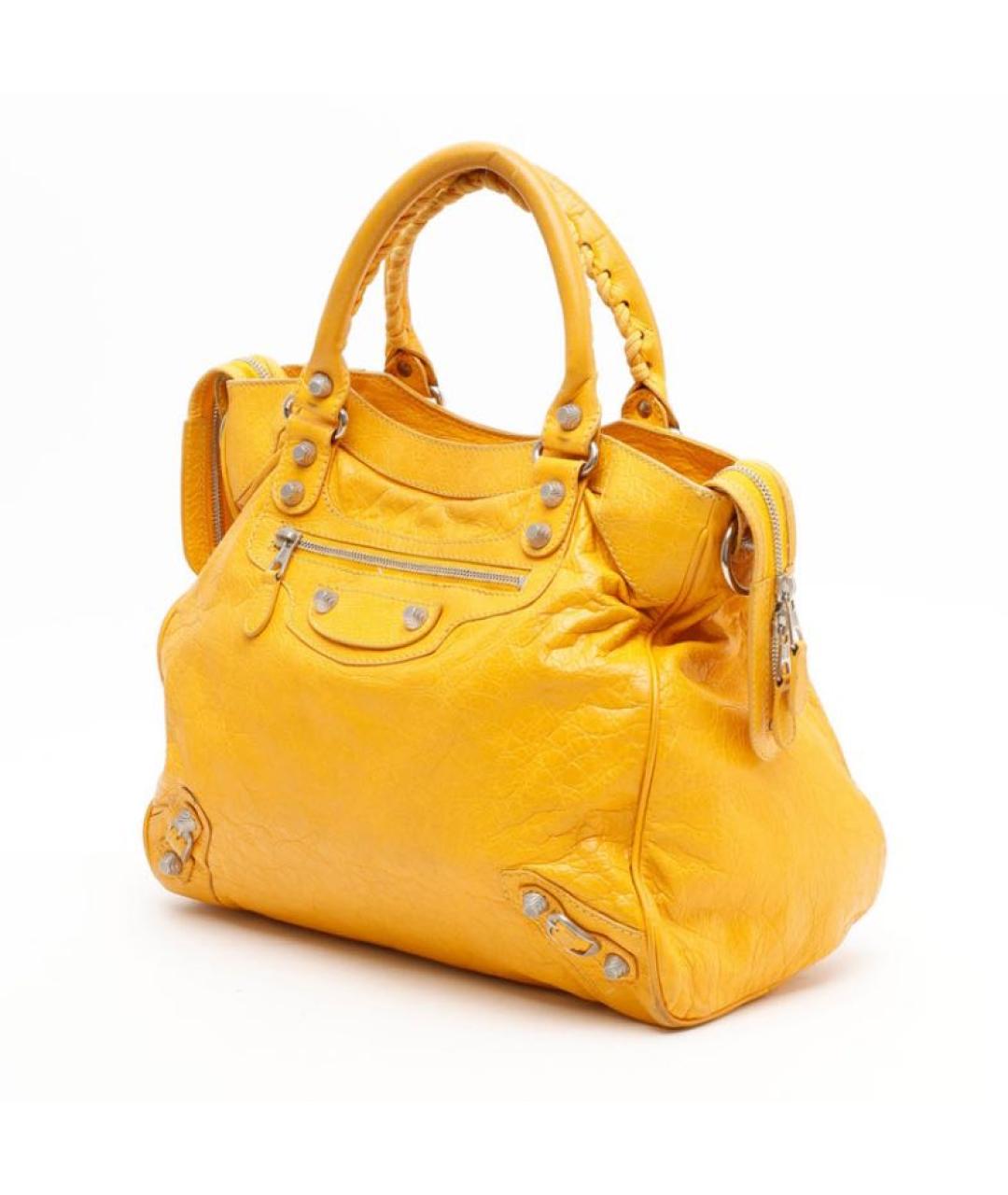 BALENCIAGA Желтая кожаная сумка через плечо, фото 2