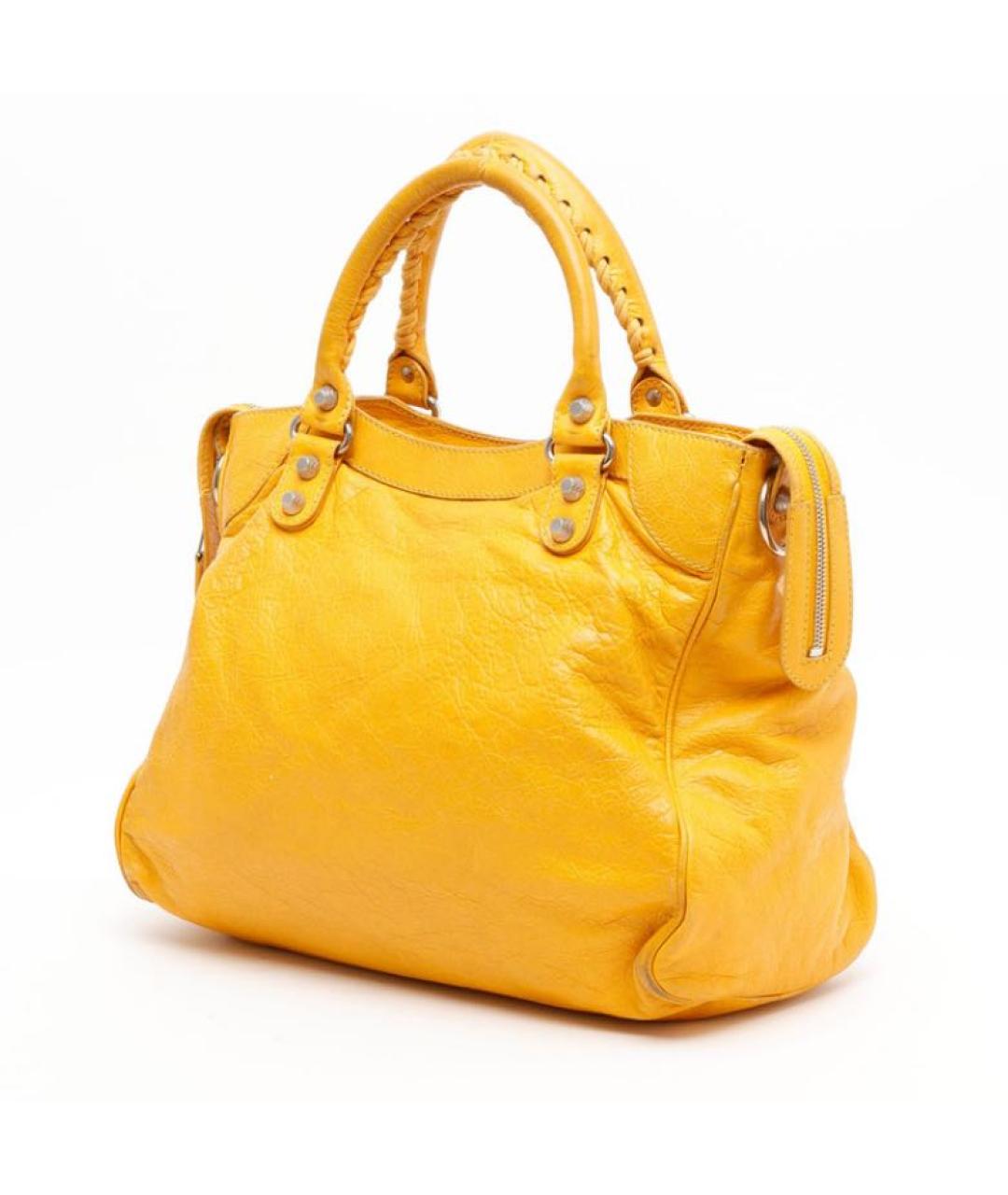 BALENCIAGA Желтая кожаная сумка через плечо, фото 3