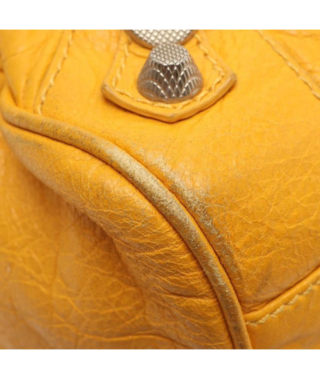 BALENCIAGA Желтая кожаная сумка через плечо, фото 6