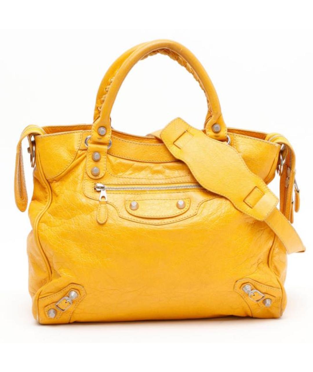 BALENCIAGA Желтая кожаная сумка через плечо, фото 9