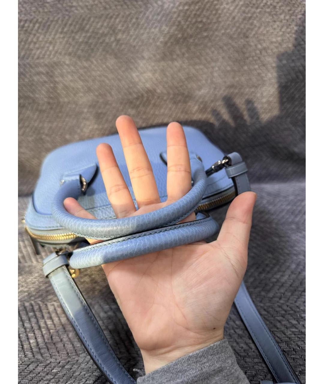 GUCCI Синяя кожаная сумка с короткими ручками, фото 7