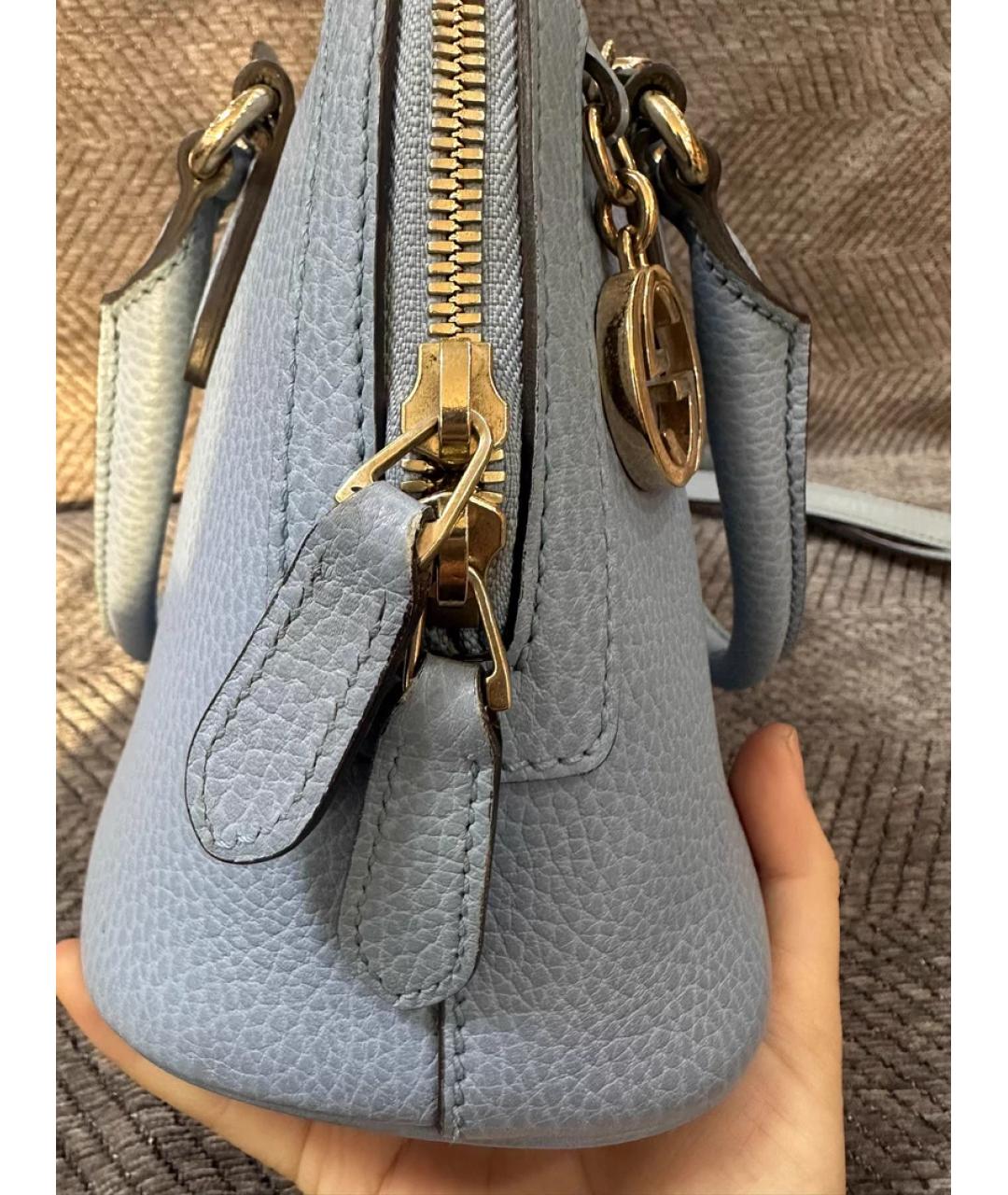 GUCCI Синяя кожаная сумка с короткими ручками, фото 4