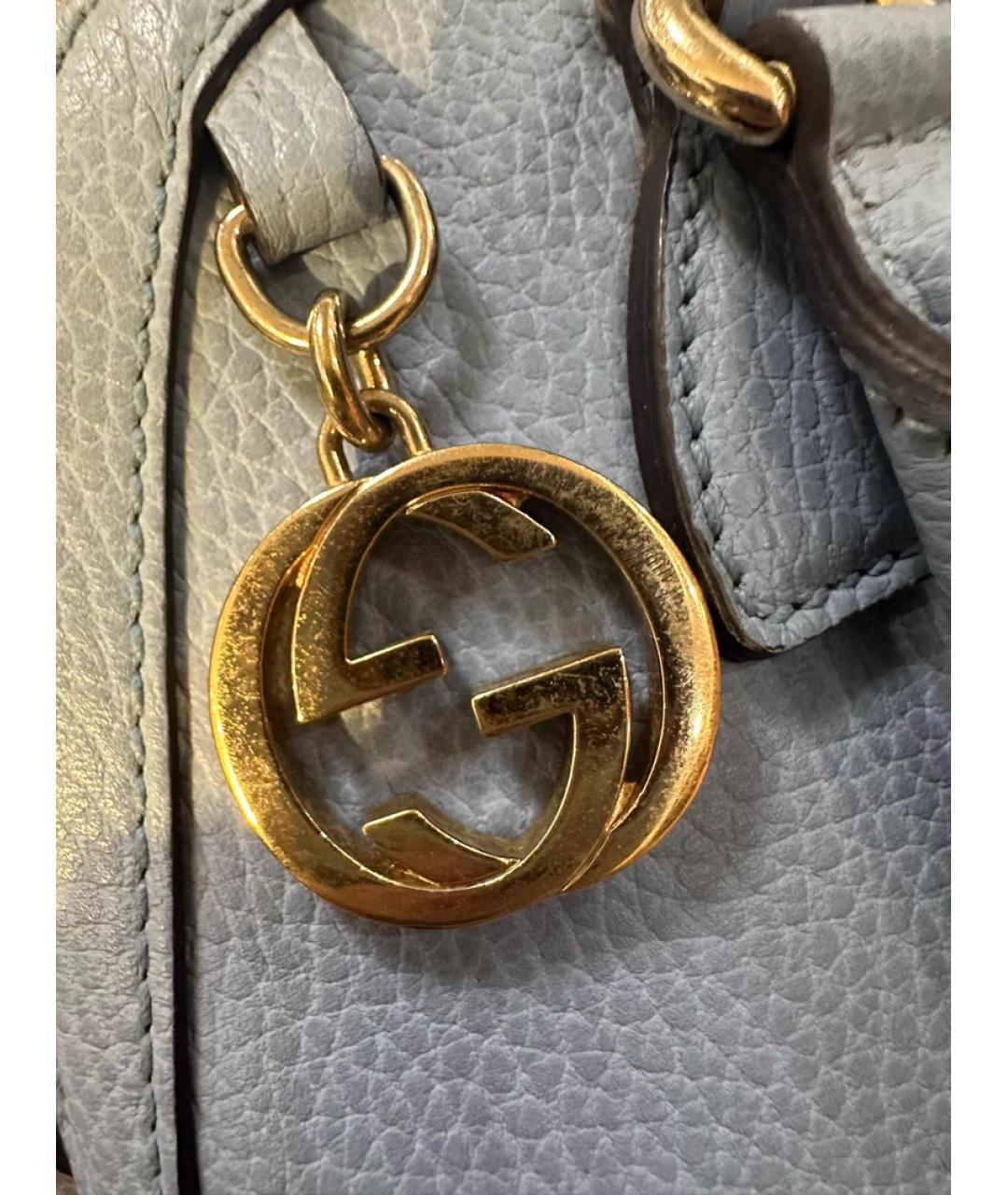 GUCCI Синяя кожаная сумка с короткими ручками, фото 6