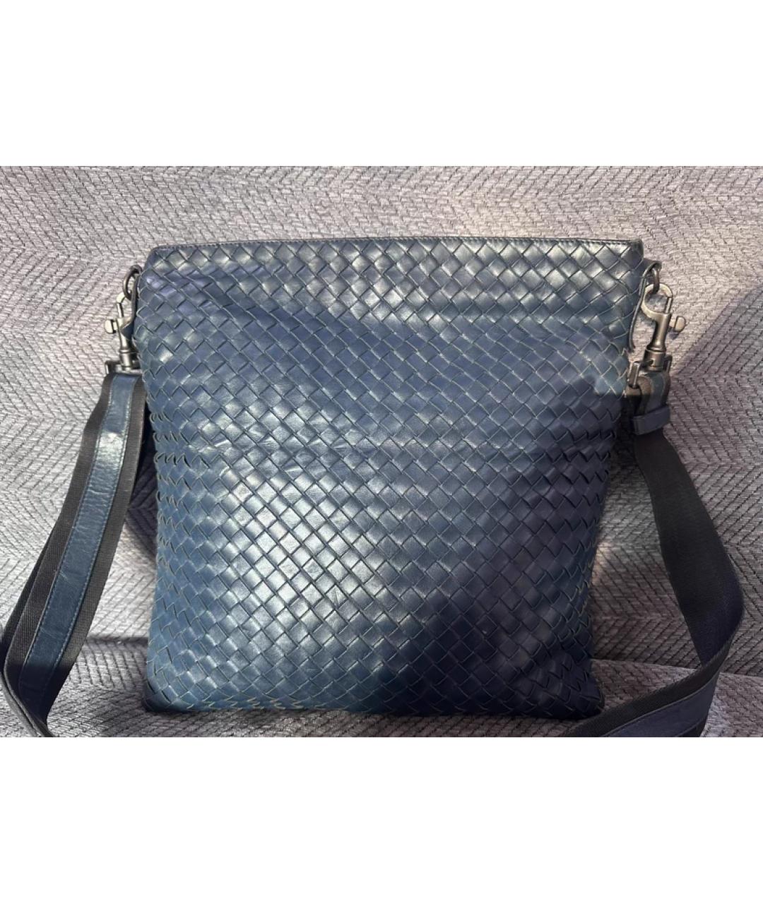 BOTTEGA VENETA Темно-синяя кожаная сумка на плечо, фото 8