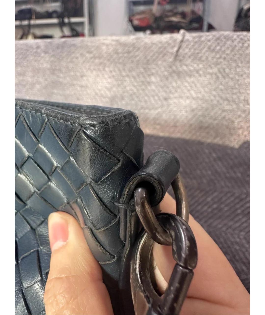 BOTTEGA VENETA Темно-синяя кожаная сумка на плечо, фото 5