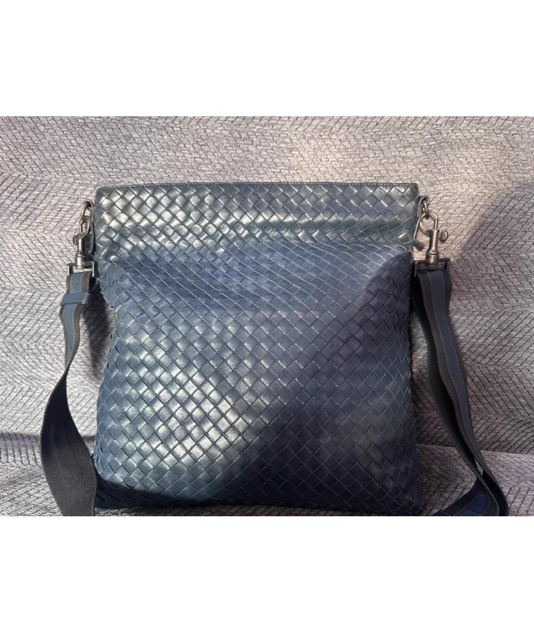 BOTTEGA VENETA Темно-синяя кожаная сумка на плечо, фото 2