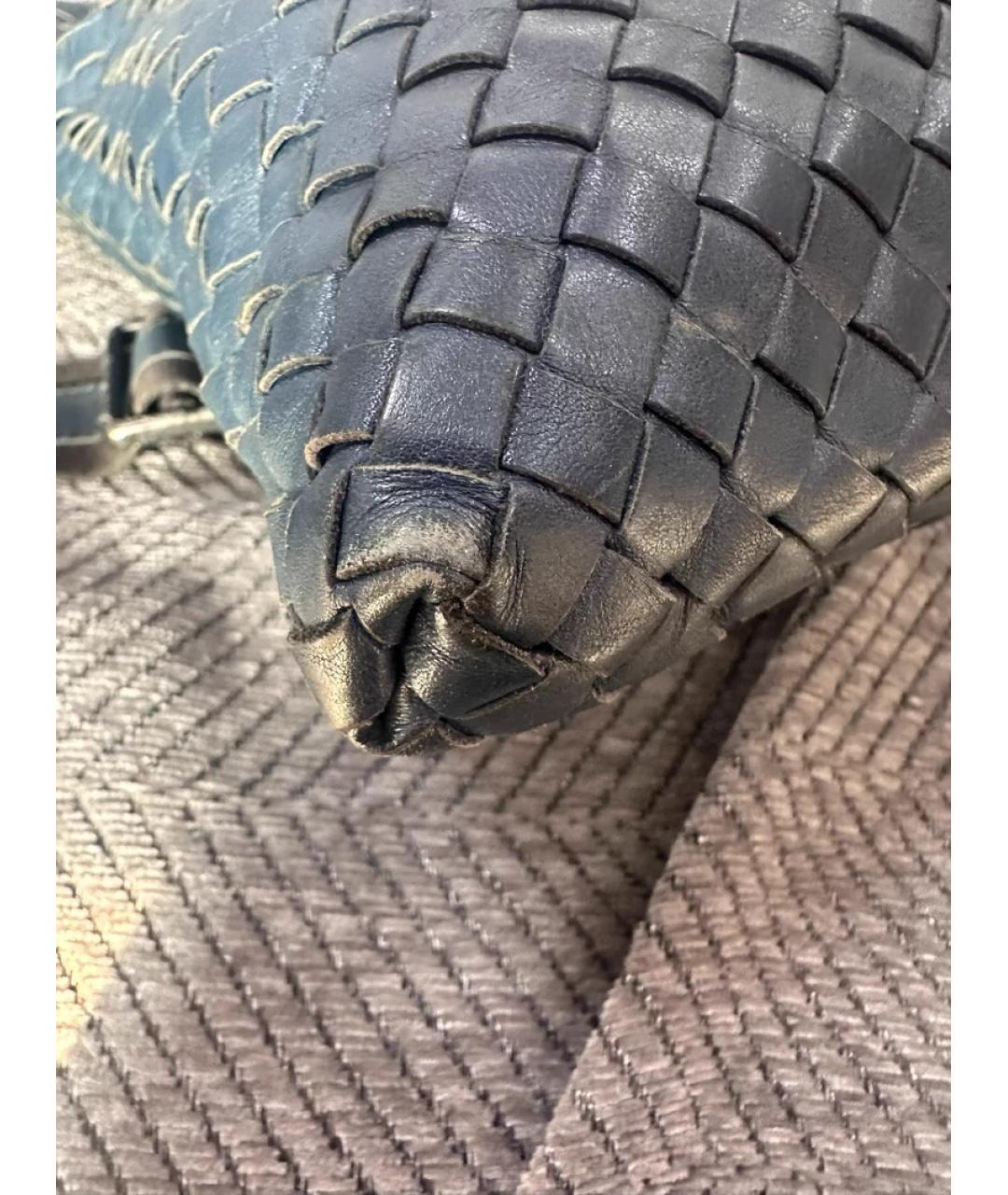 BOTTEGA VENETA Темно-синяя кожаная сумка на плечо, фото 4