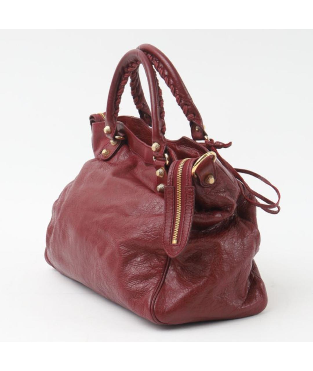 BALENCIAGA Бордовая кожаная сумка через плечо, фото 3