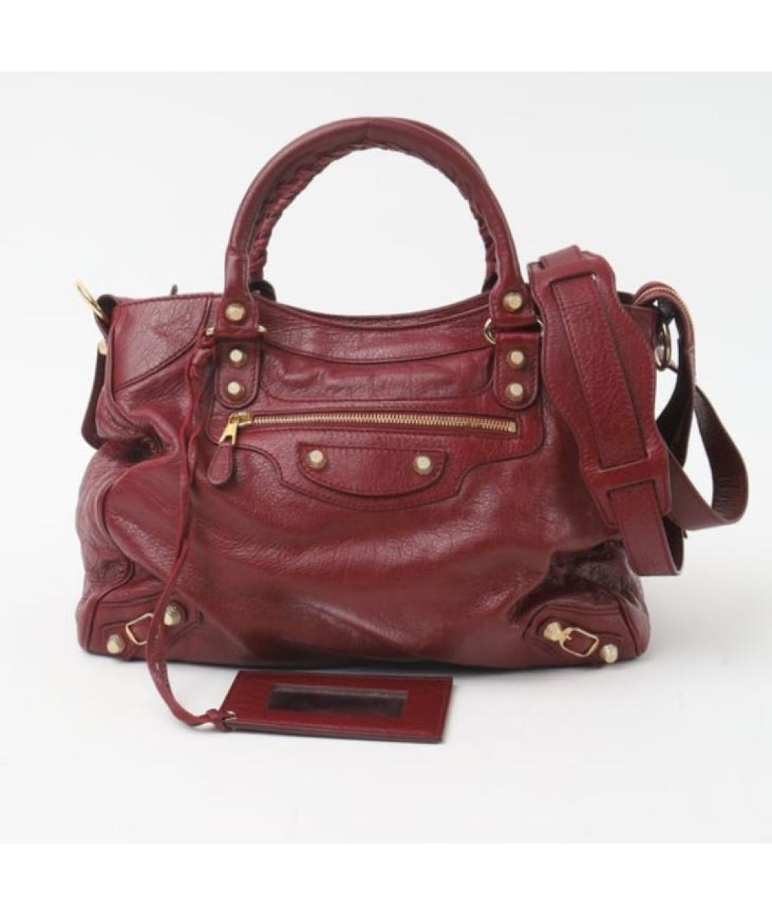 BALENCIAGA Бордовая кожаная сумка через плечо, фото 9