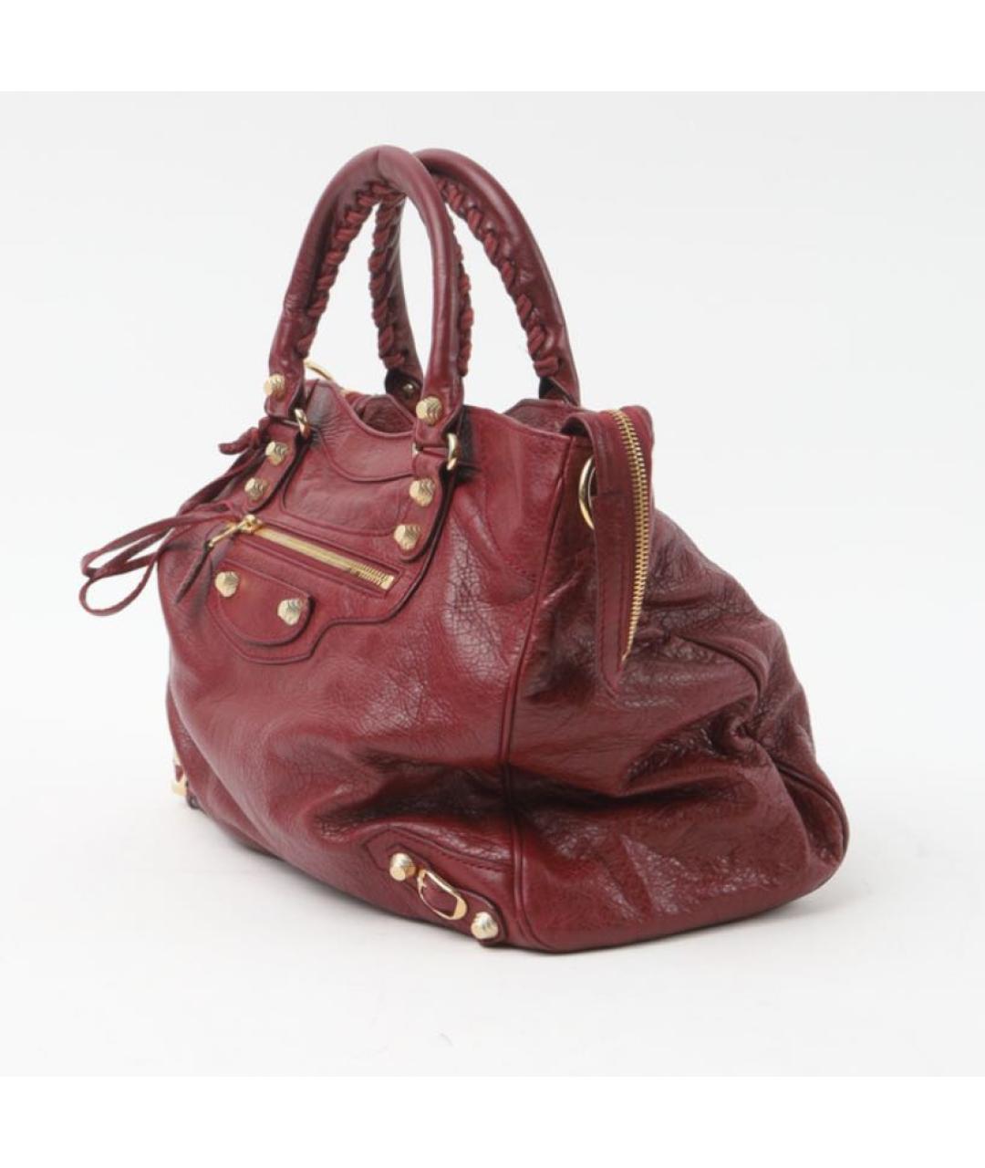 BALENCIAGA Бордовая кожаная сумка через плечо, фото 2