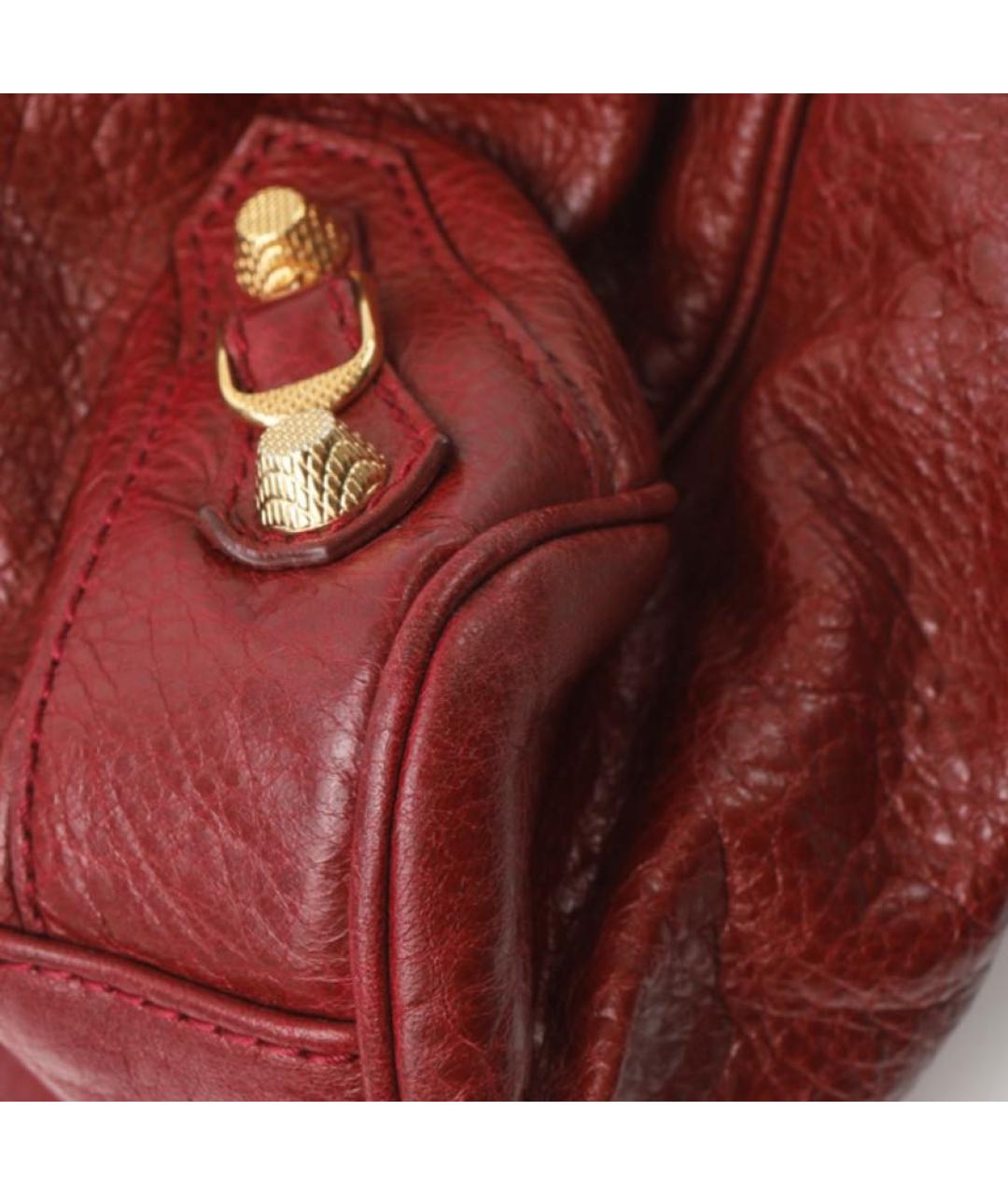 BALENCIAGA Бордовая кожаная сумка через плечо, фото 6