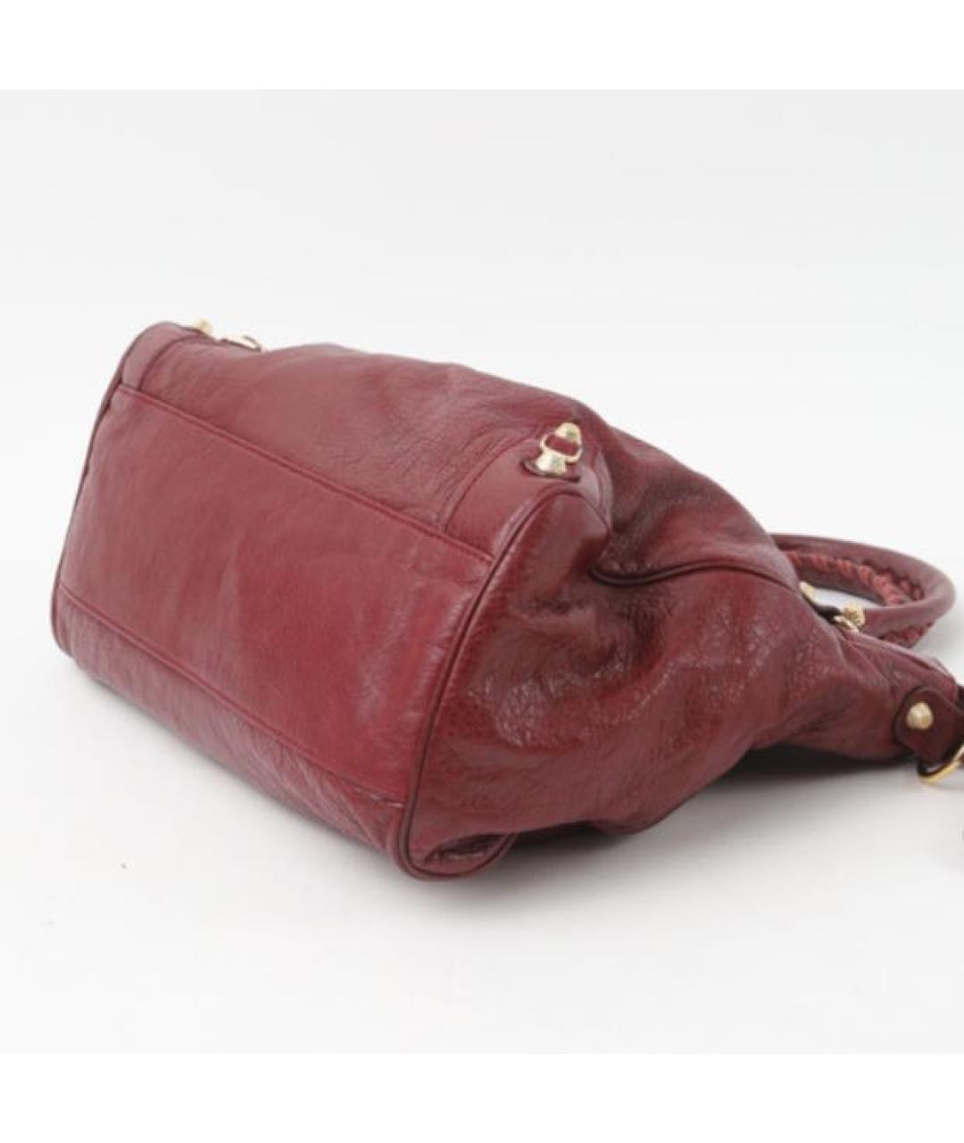 BALENCIAGA Бордовая кожаная сумка через плечо, фото 4