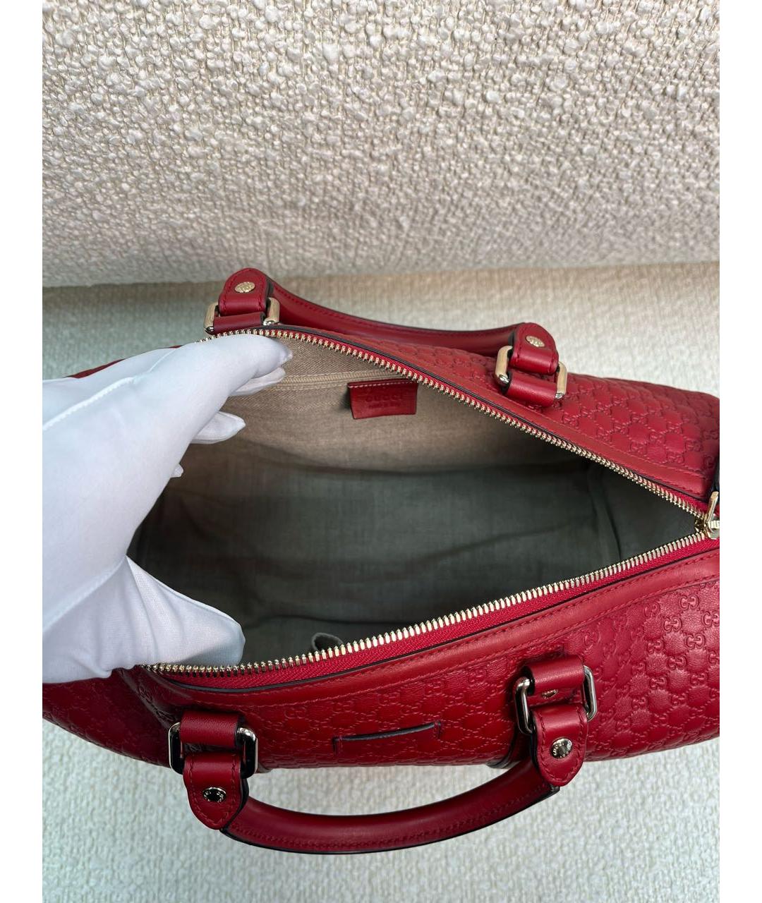 GUCCI Красная кожаная сумка с короткими ручками, фото 4