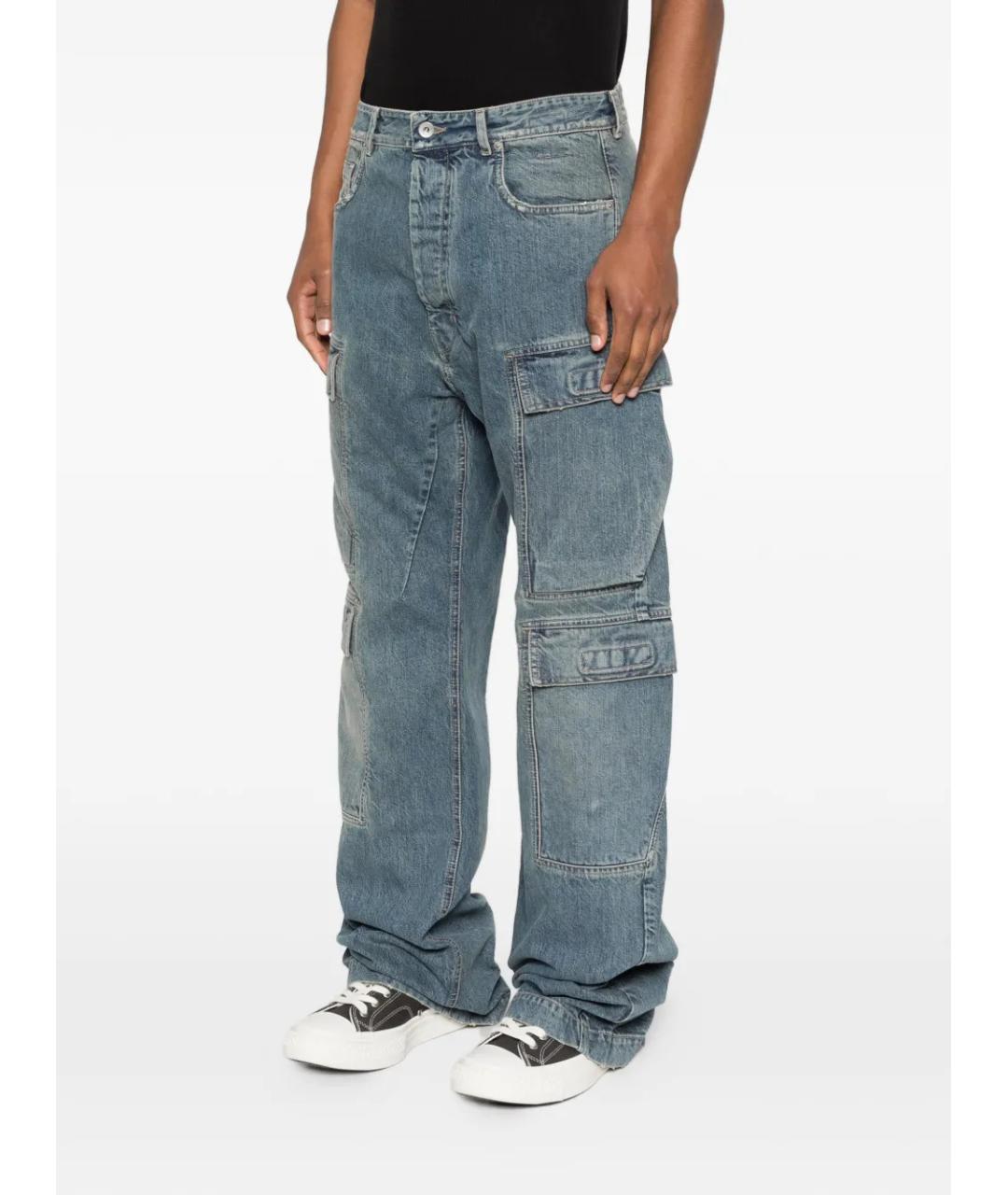 RICK OWENS DRKSHDW Синие хлопковые прямые джинсы, фото 3