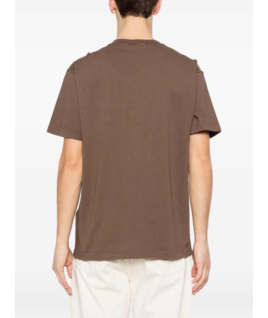 STONE ISLAND Коричневая хлопковая футболка, фото 4
