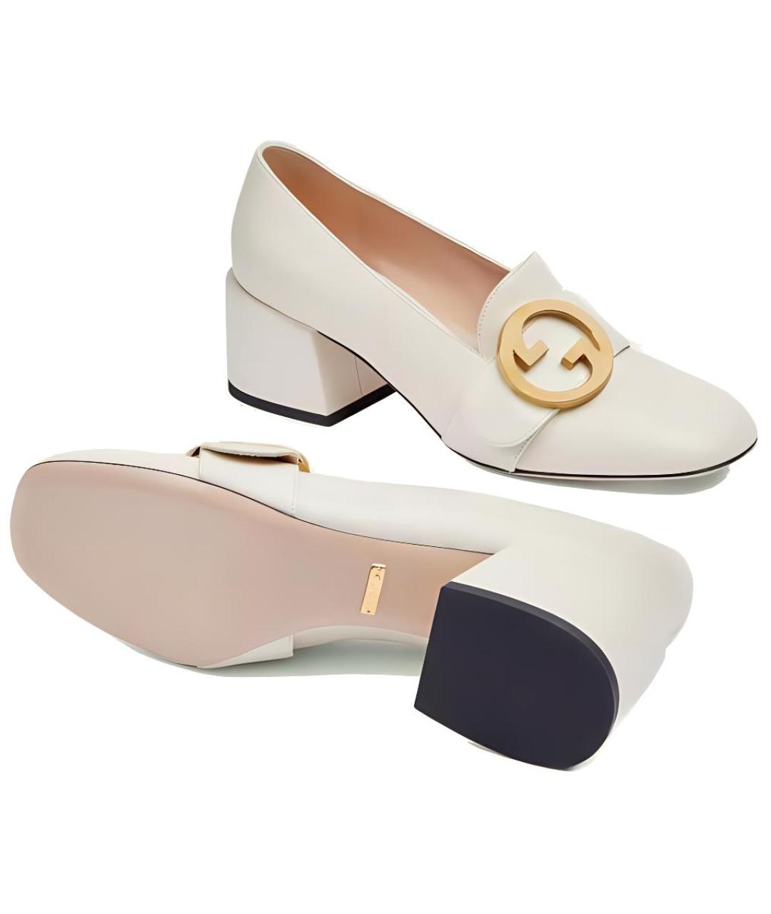 GUCCI Белые кожаные туфли, фото 6