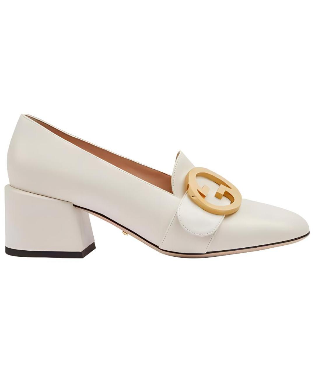 GUCCI Белые кожаные туфли, фото 7