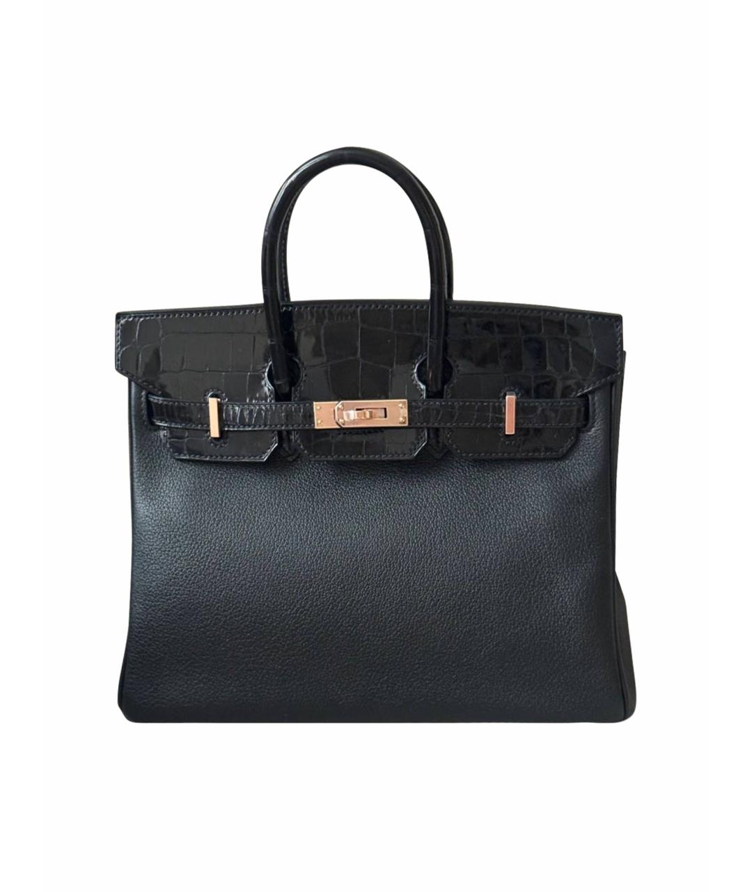 HERMES Черная кожаная сумка с короткими ручками, фото 1