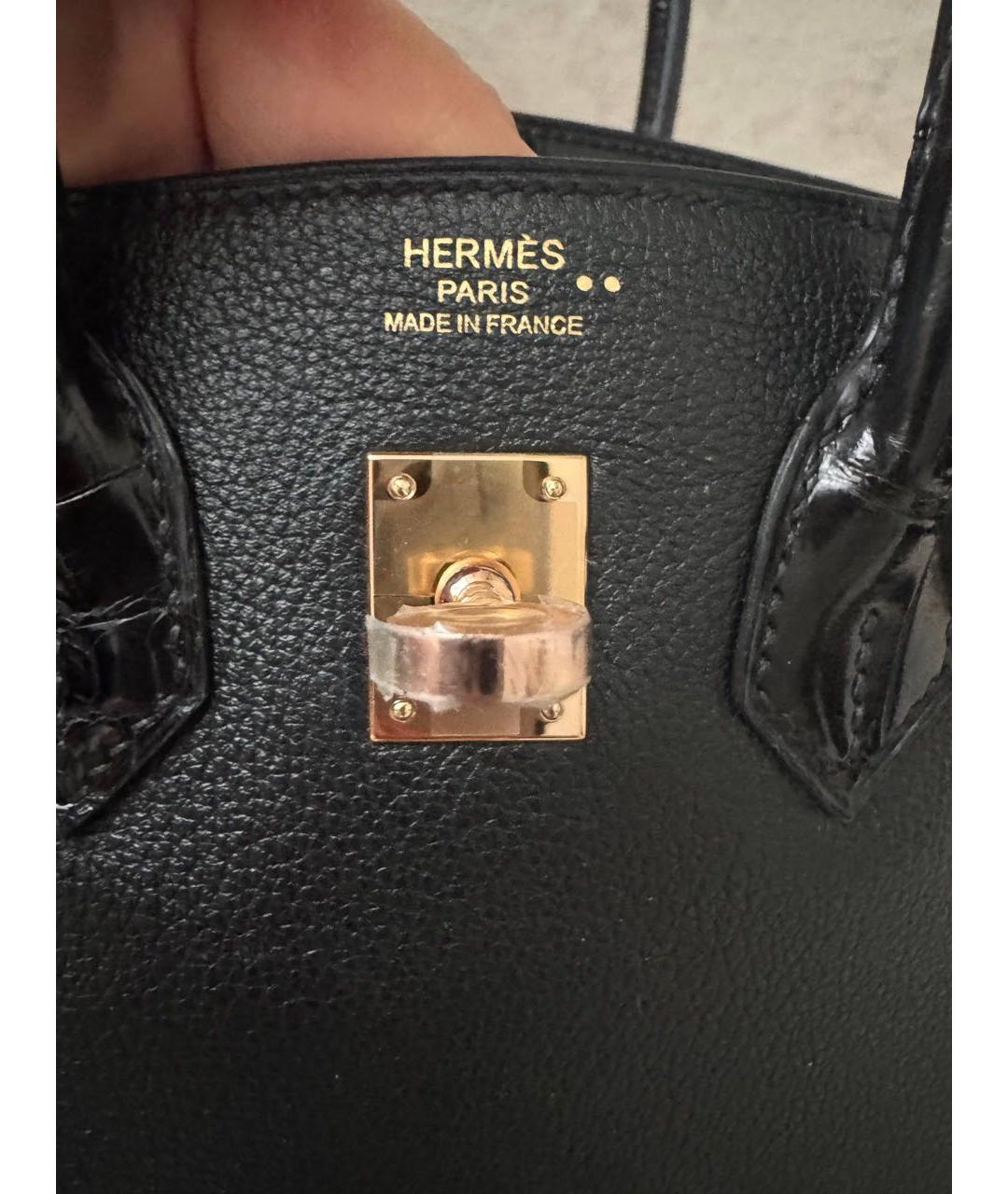 HERMES Черная кожаная сумка с короткими ручками, фото 5