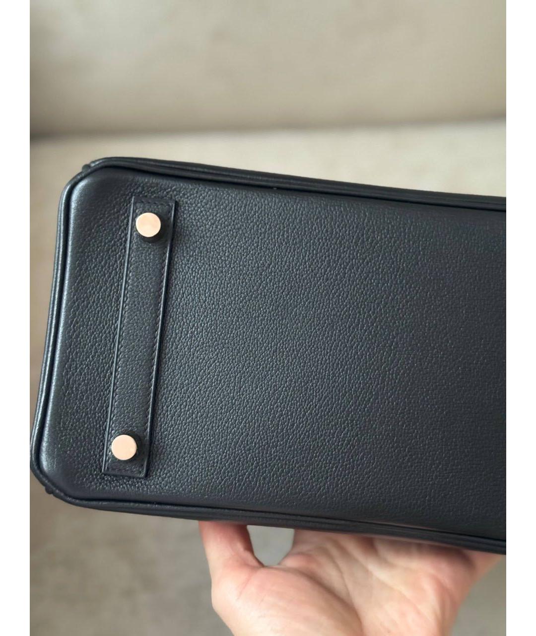 HERMES Черная кожаная сумка с короткими ручками, фото 3