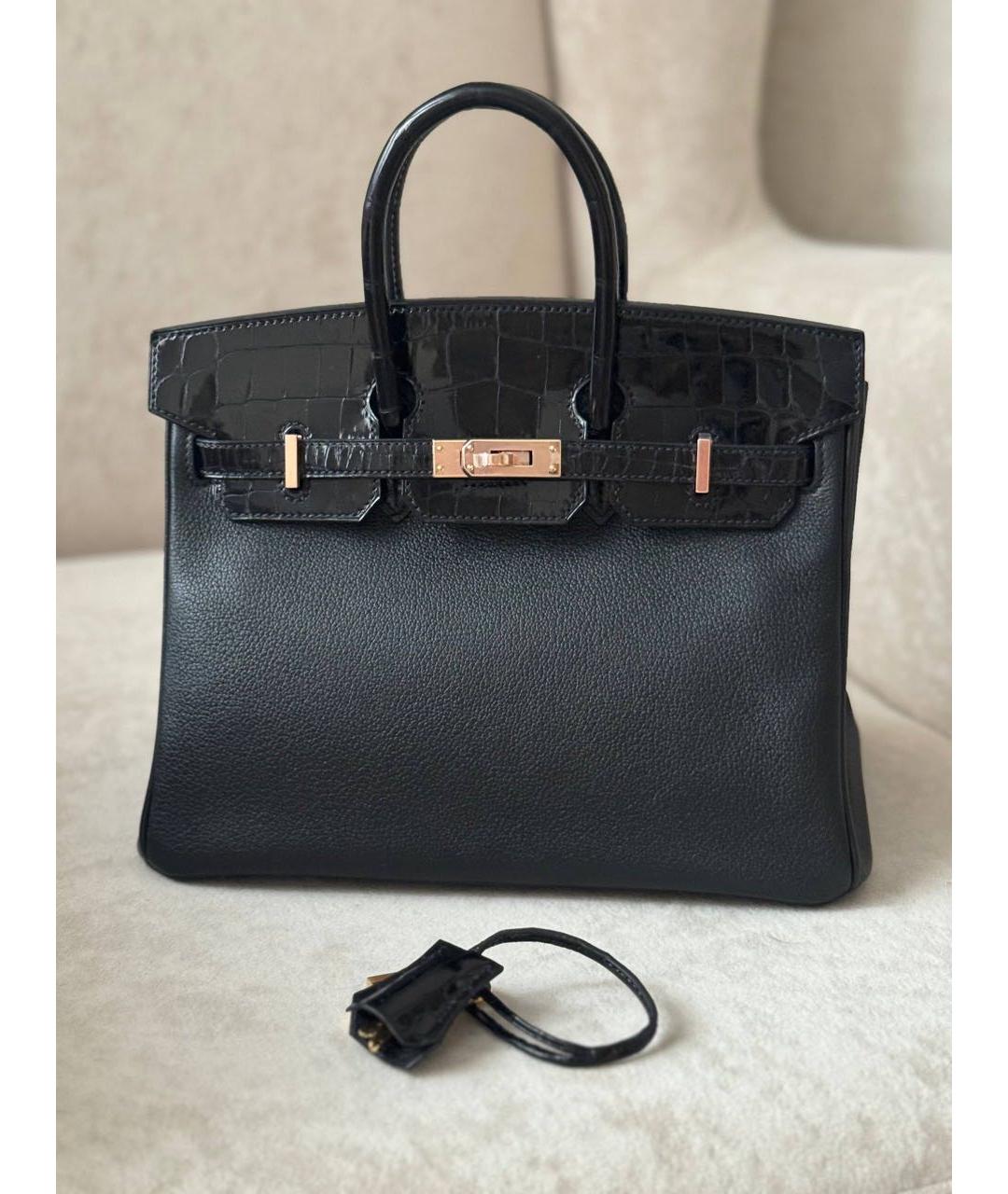 HERMES Черная кожаная сумка с короткими ручками, фото 9