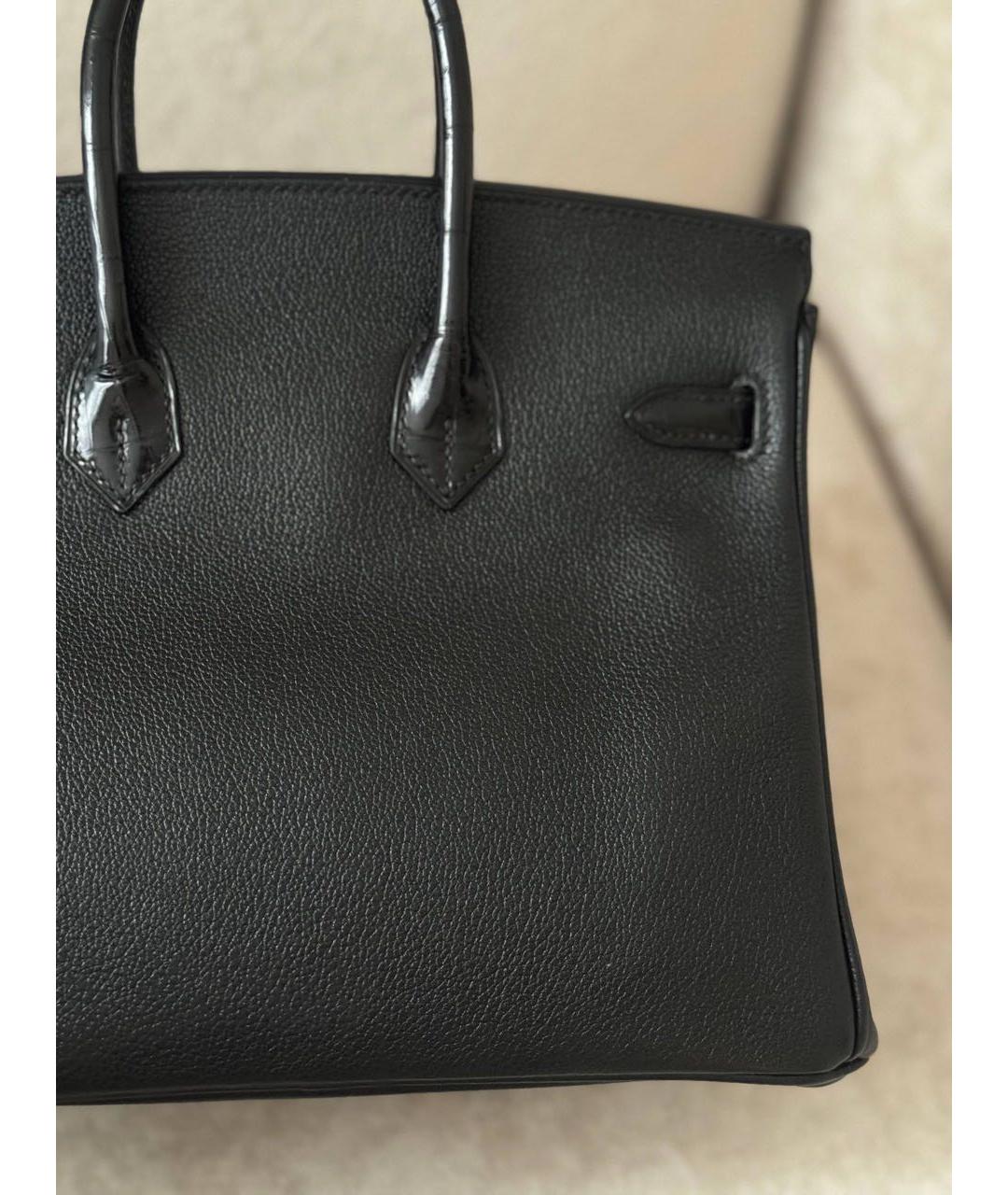 HERMES Черная кожаная сумка с короткими ручками, фото 4