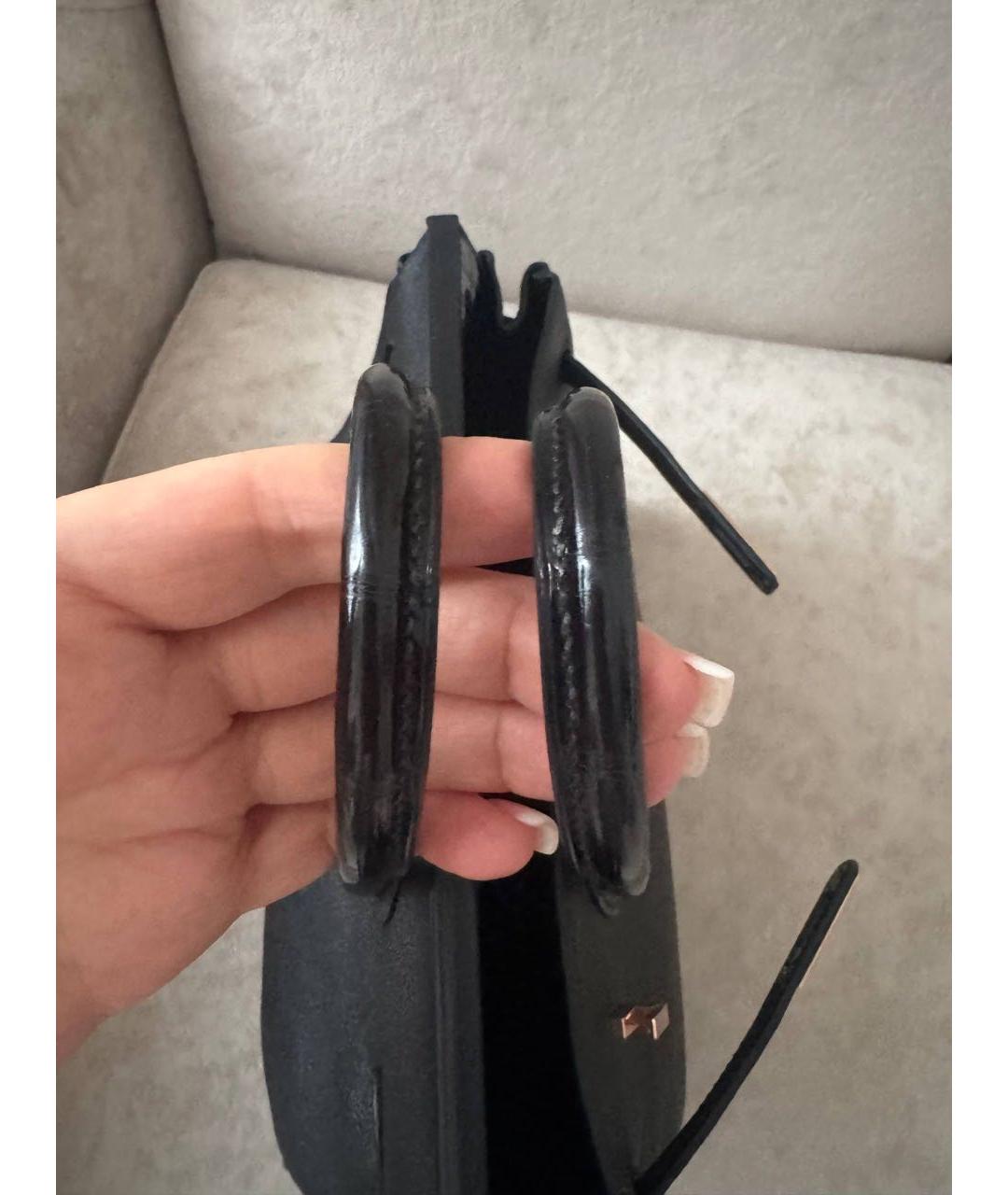 HERMES Черная кожаная сумка с короткими ручками, фото 6