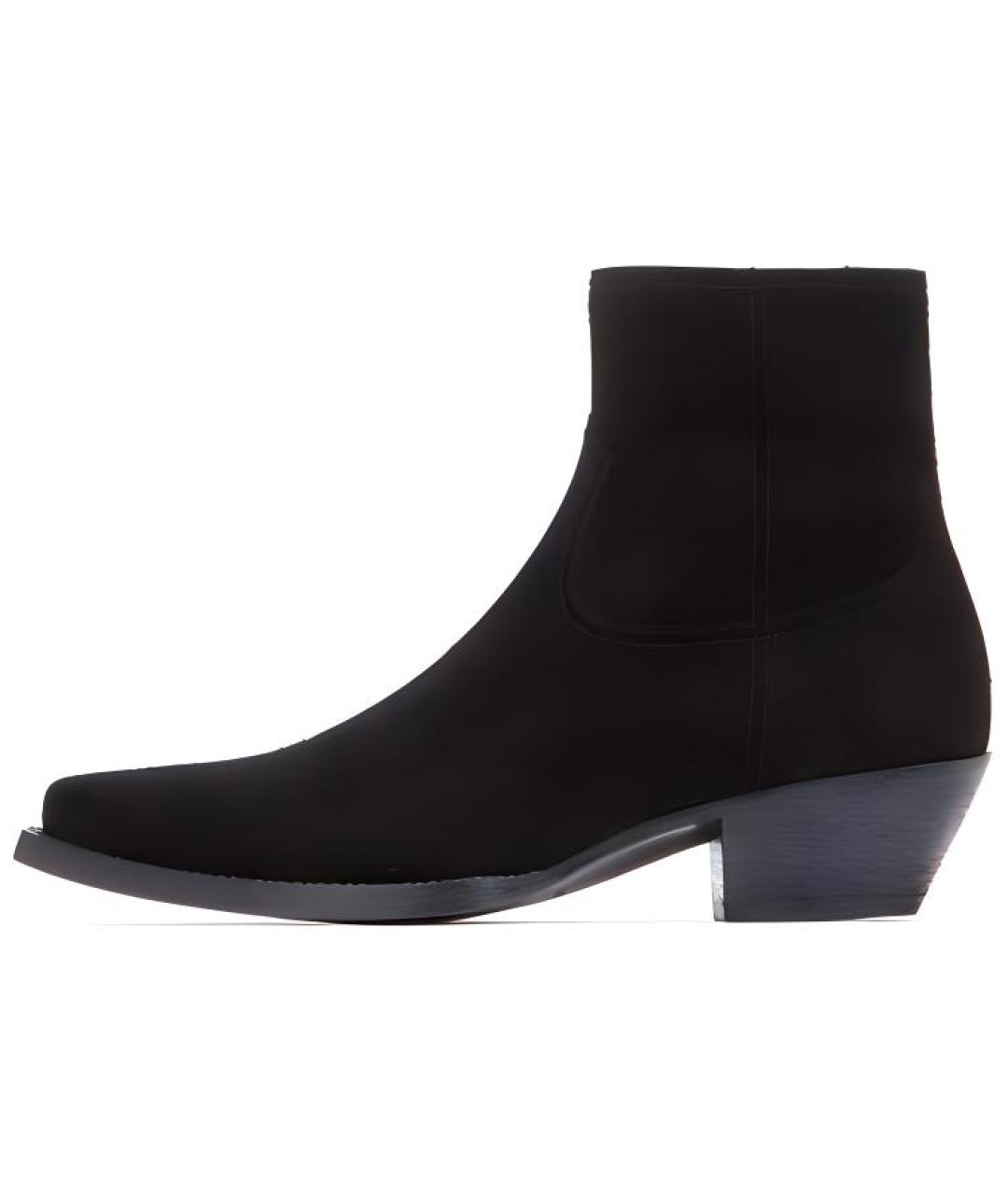 SAINT LAURENT Черные замшевые высокие ботинки, фото 2