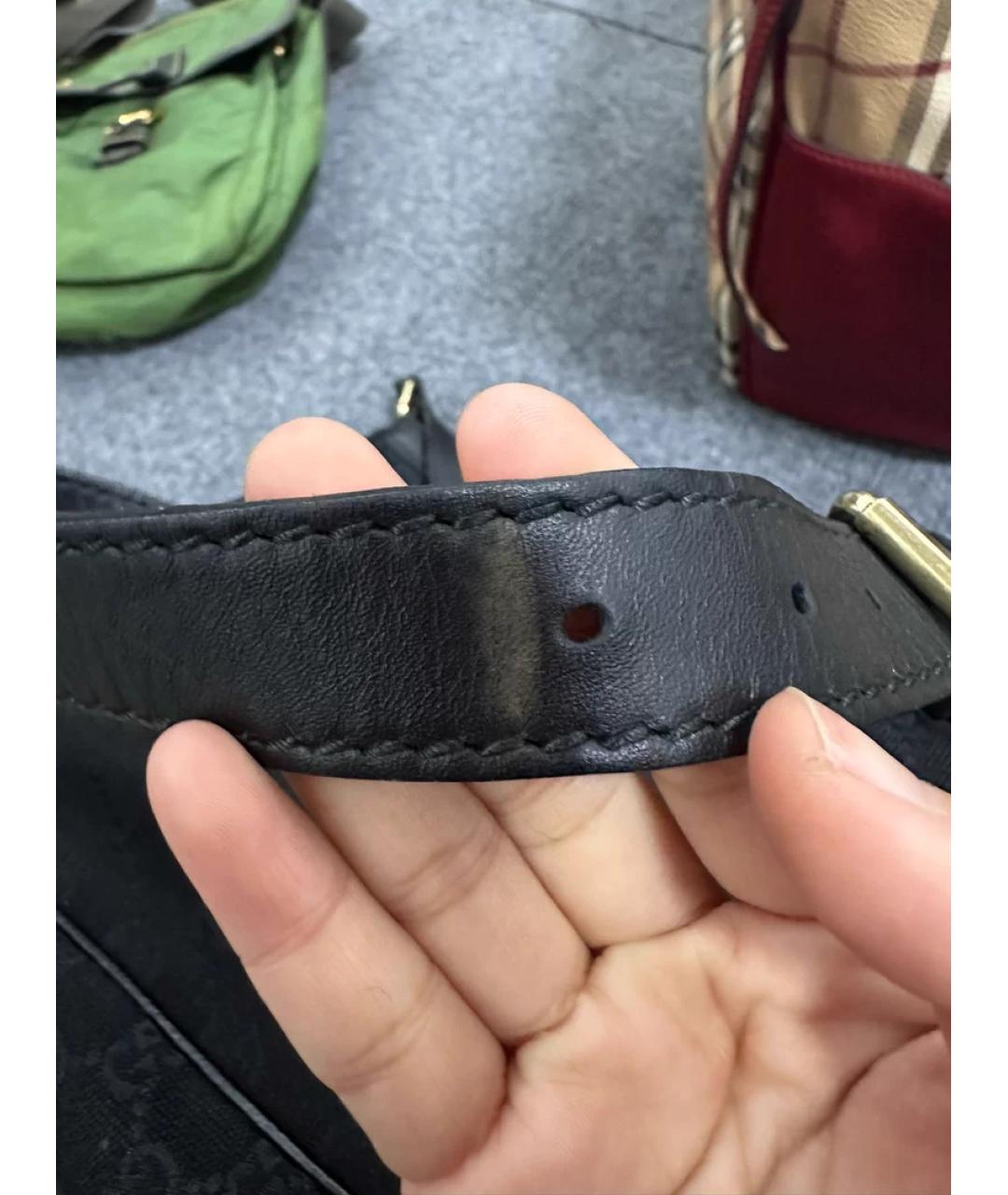 GUCCI Черная кожаная барсетка, фото 9