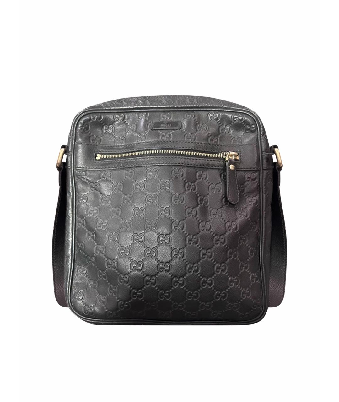 GUCCI Черная кожаная барсетка, фото 1