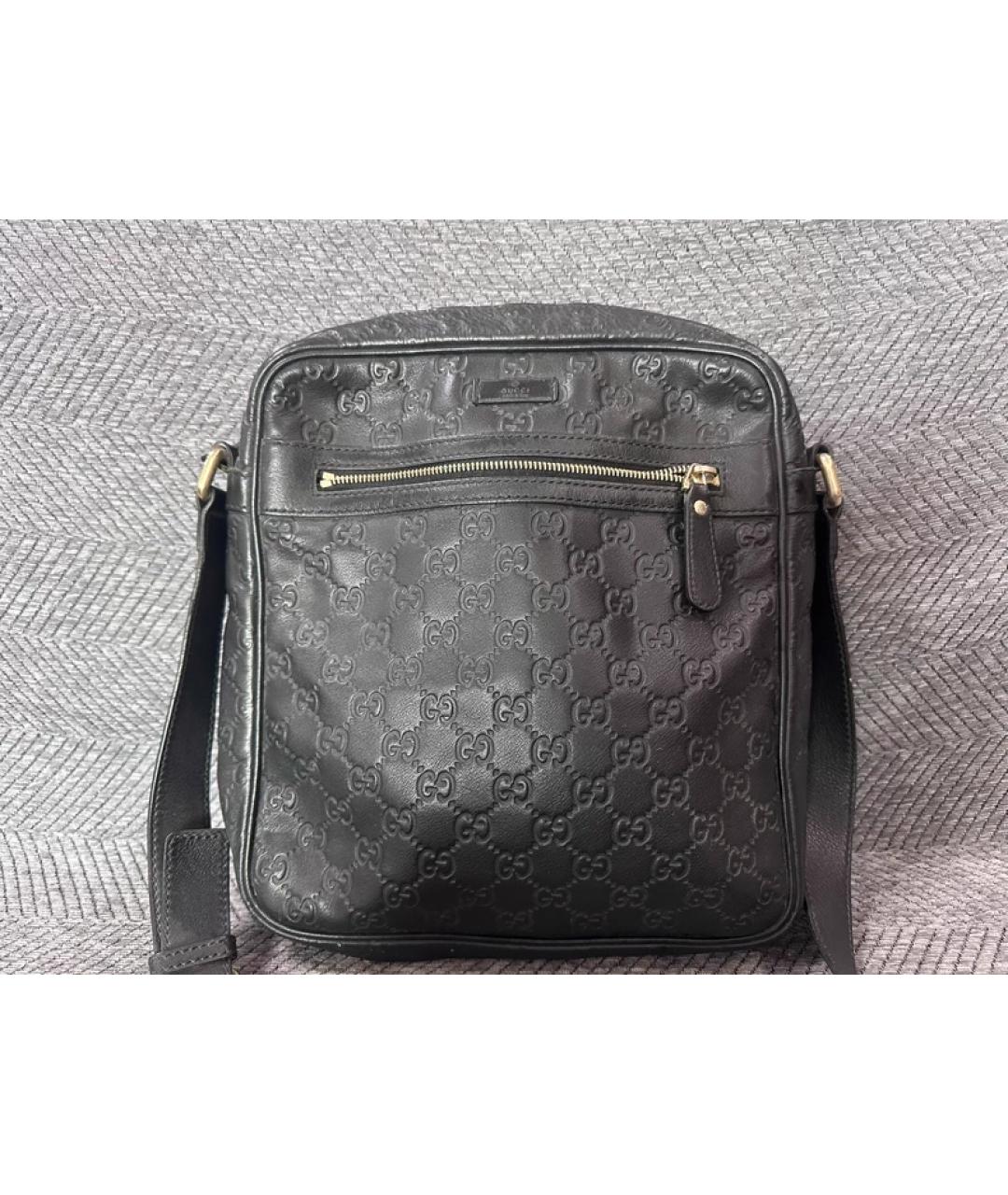 GUCCI Черная кожаная барсетка, фото 10