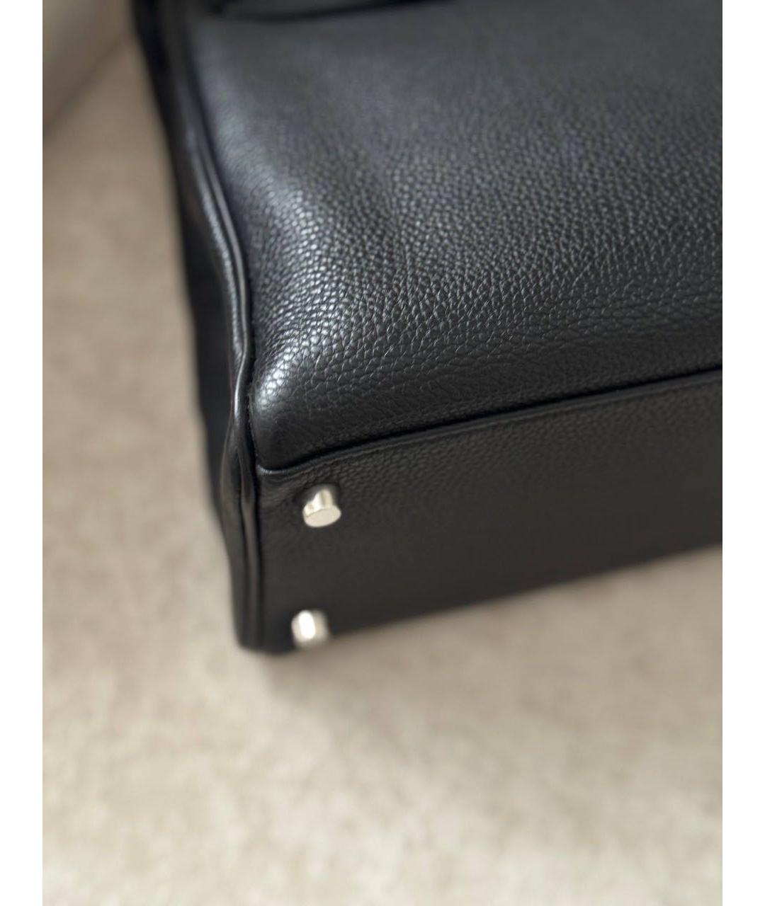 HERMES Черная кожаная сумка с короткими ручками, фото 6
