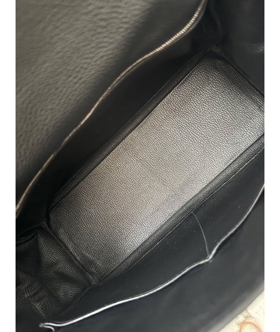 HERMES Черная кожаная сумка с короткими ручками, фото 7