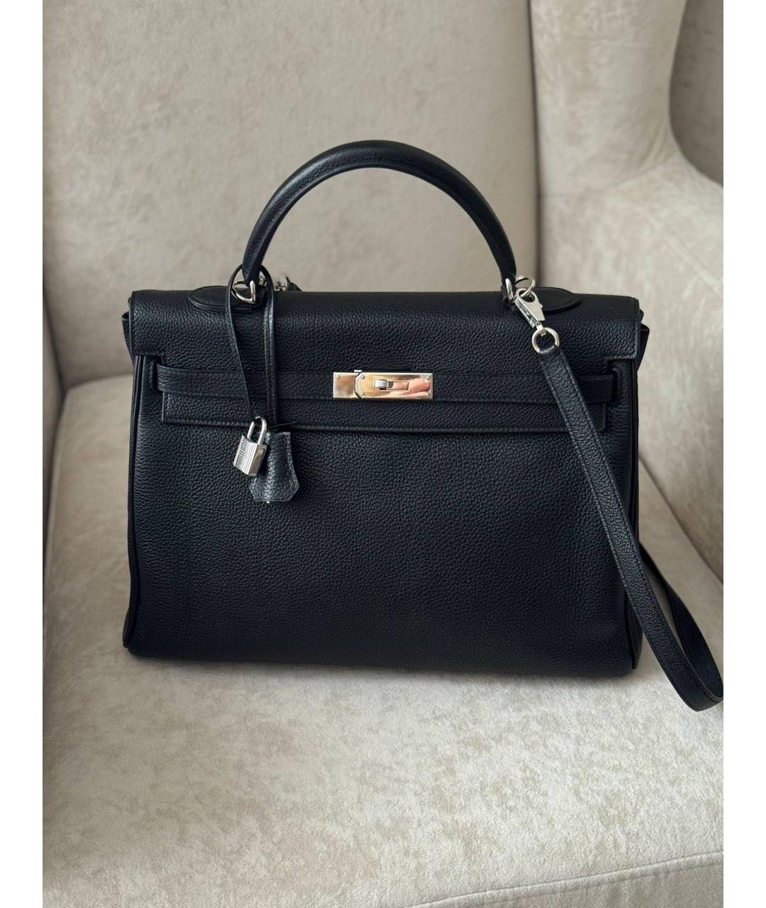 HERMES Черная кожаная сумка с короткими ручками, фото 9