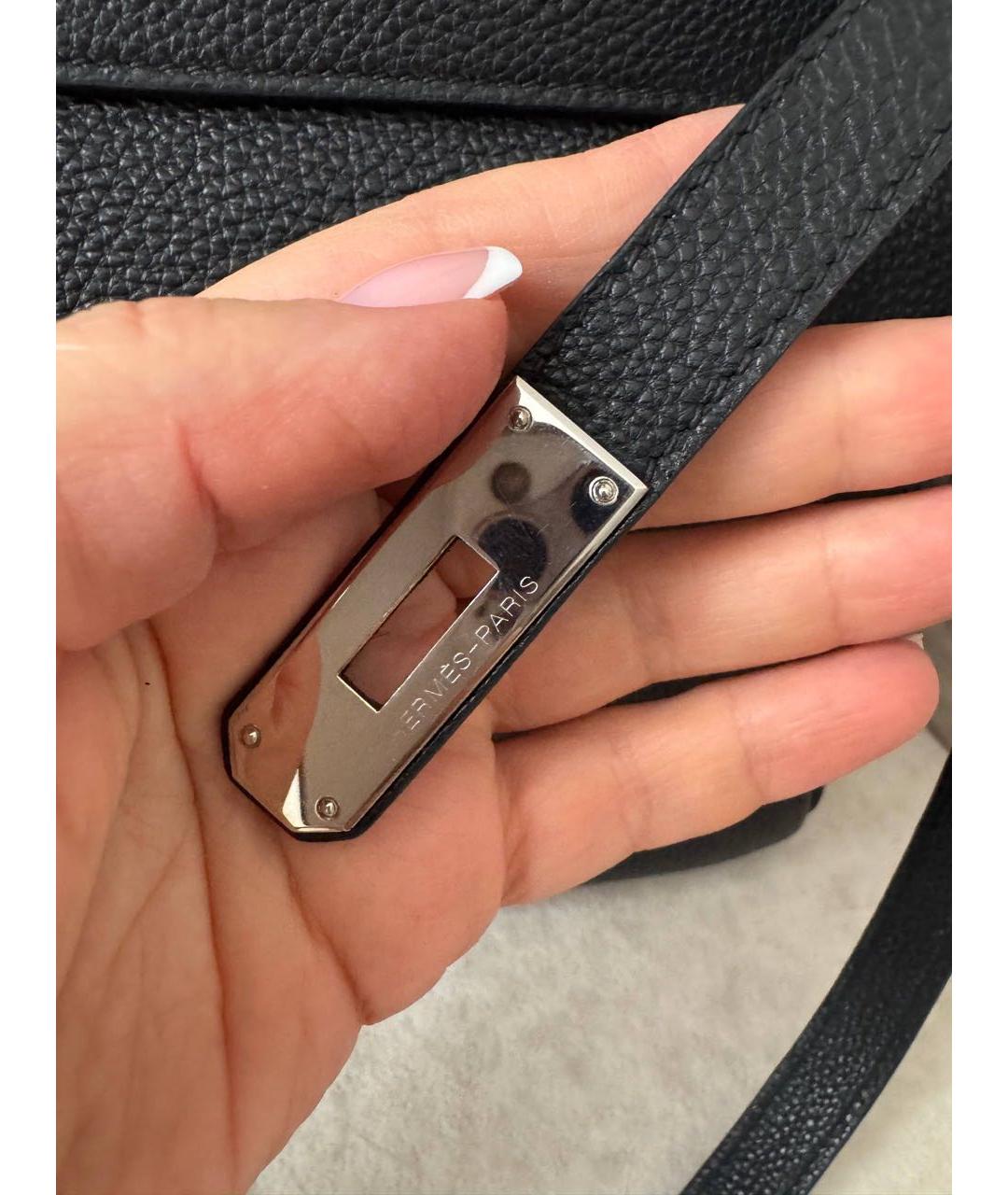 HERMES Черная кожаная сумка с короткими ручками, фото 8