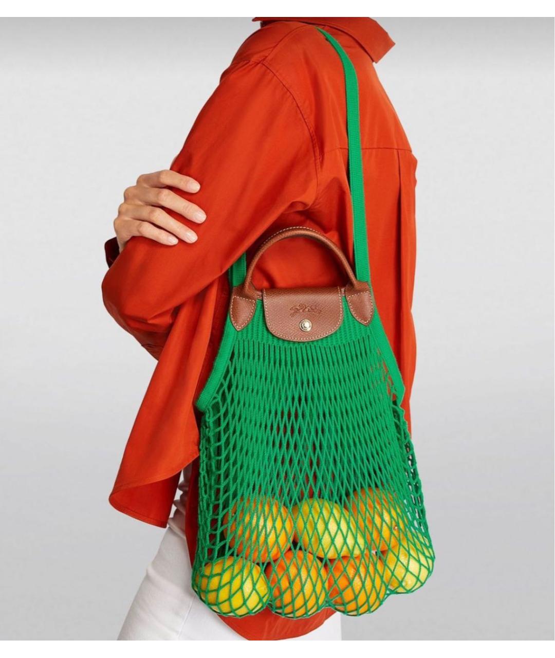 LONGCHAMP Зеленая пляжная сумка, фото 4