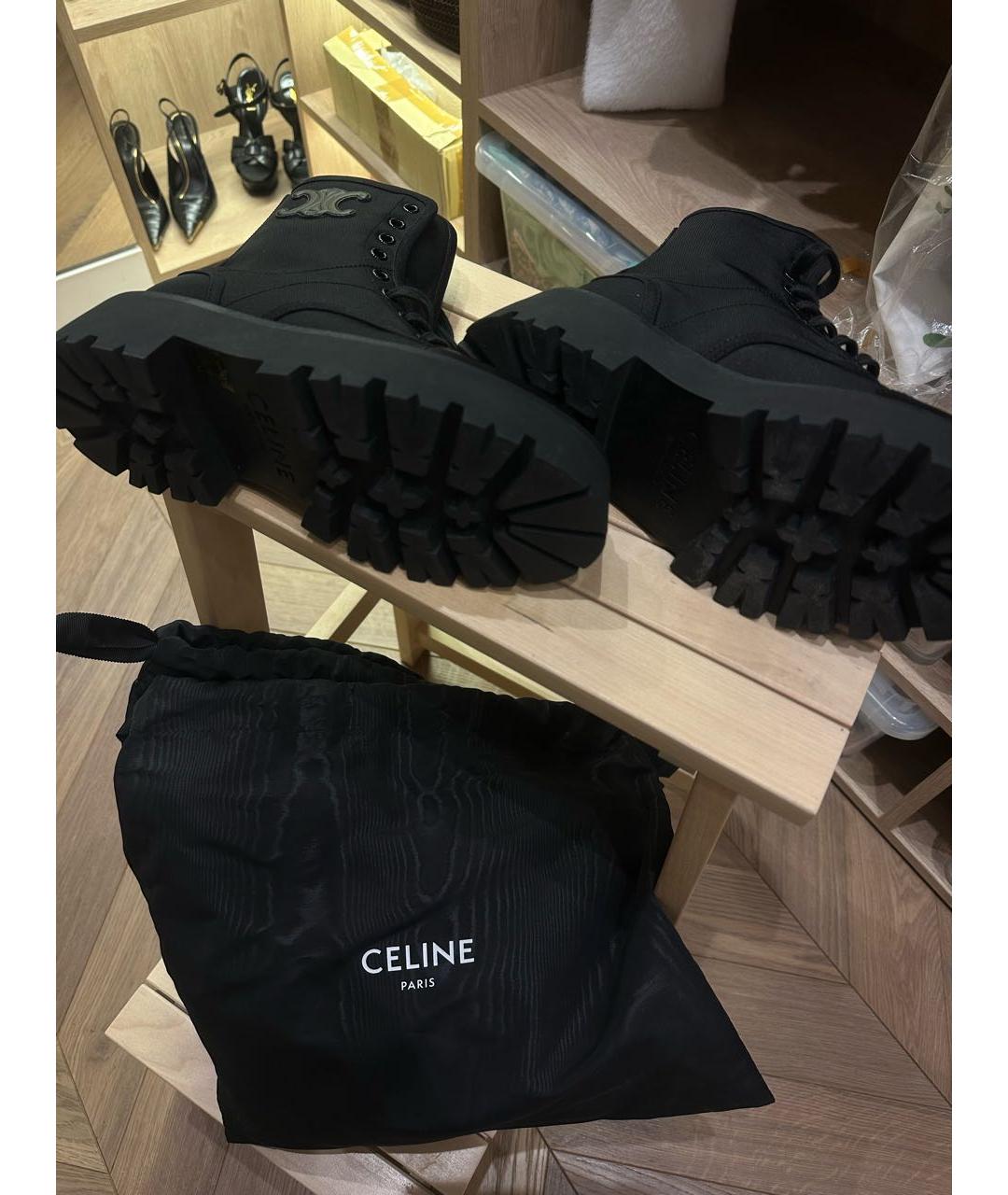 CELINE Черные кожаные ботинки, фото 4