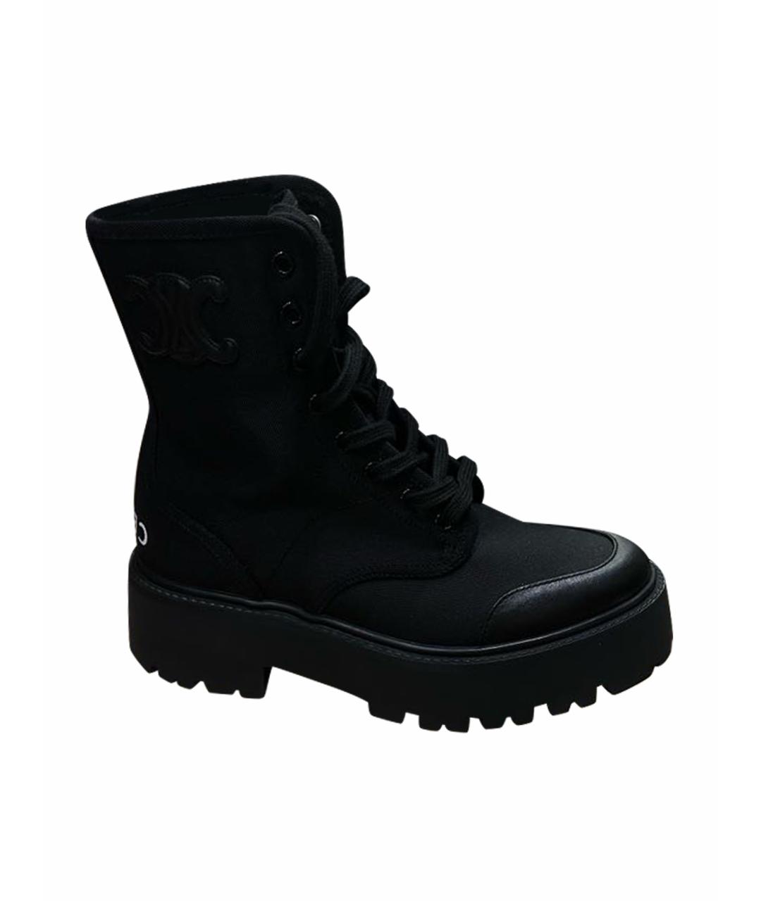 CELINE Черные кожаные ботинки, фото 1