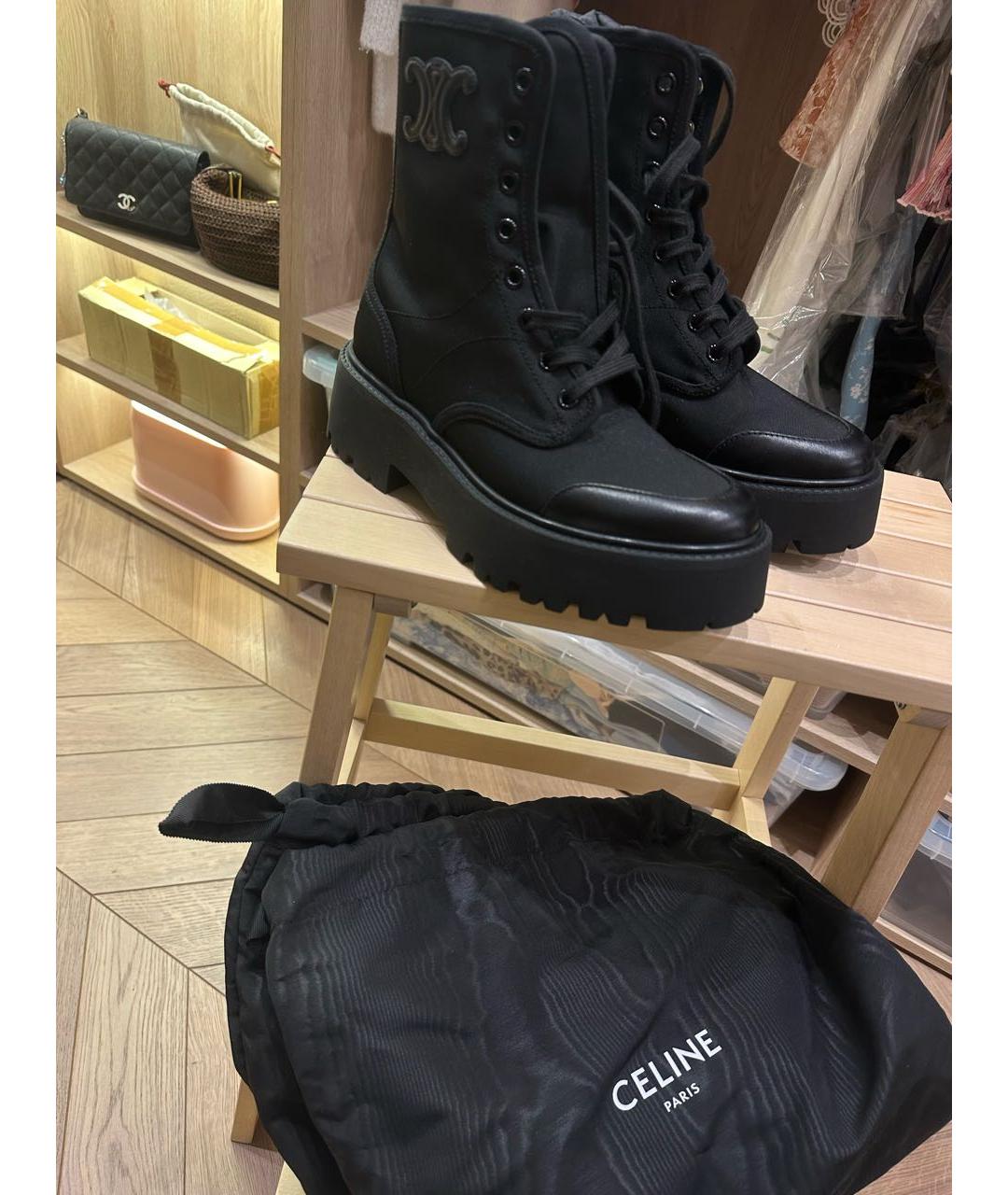 CELINE Черные кожаные ботинки, фото 5