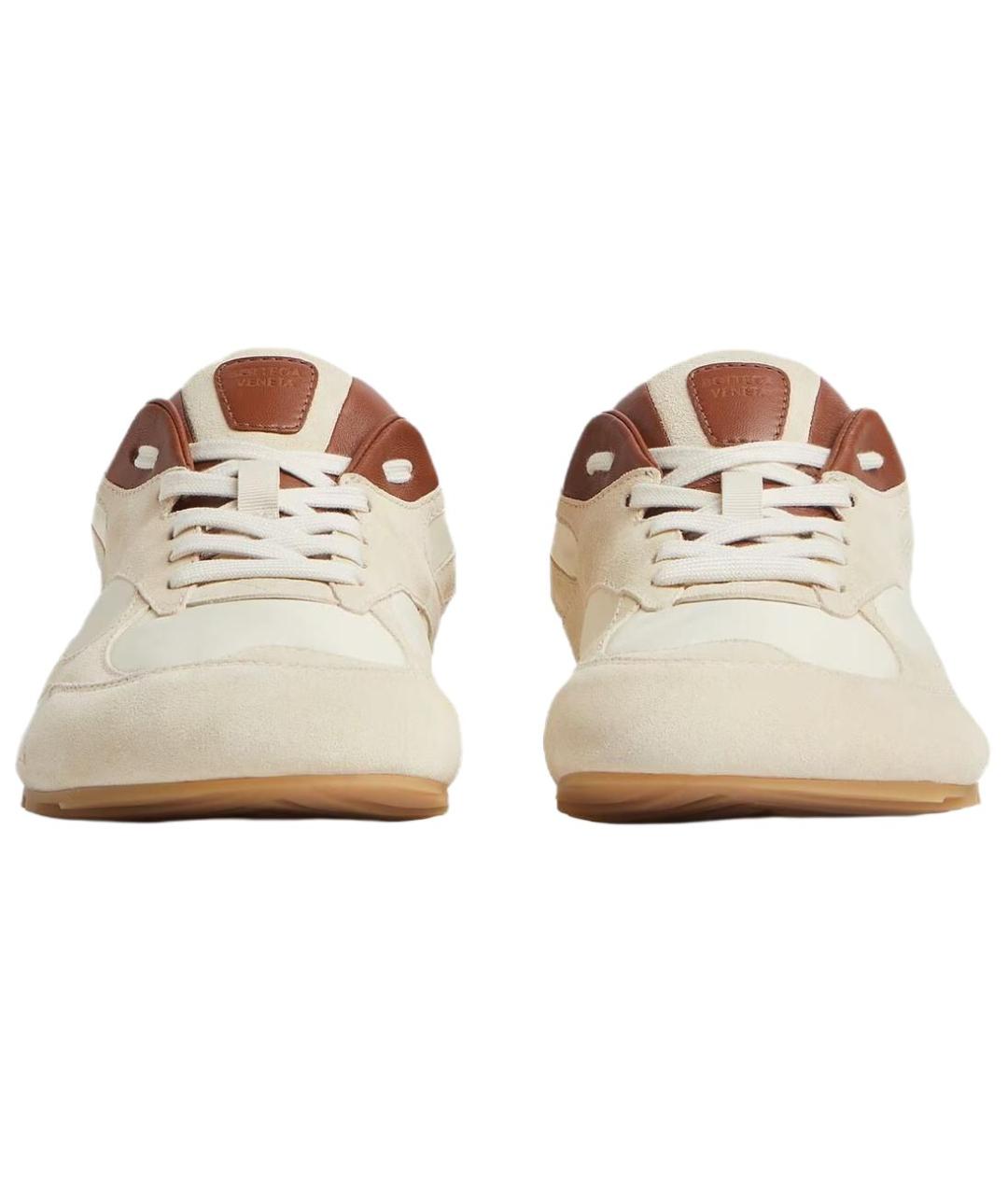 BOTTEGA VENETA Бежевые кожаные кроссовки, фото 3